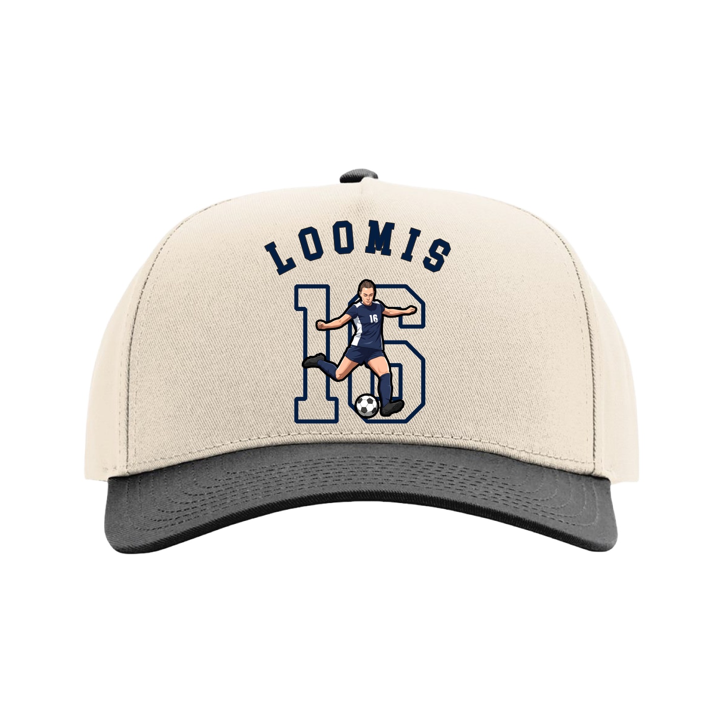 Full Fabric Five-Panel Champ Cap — Shirsey Arch in Cream/Black