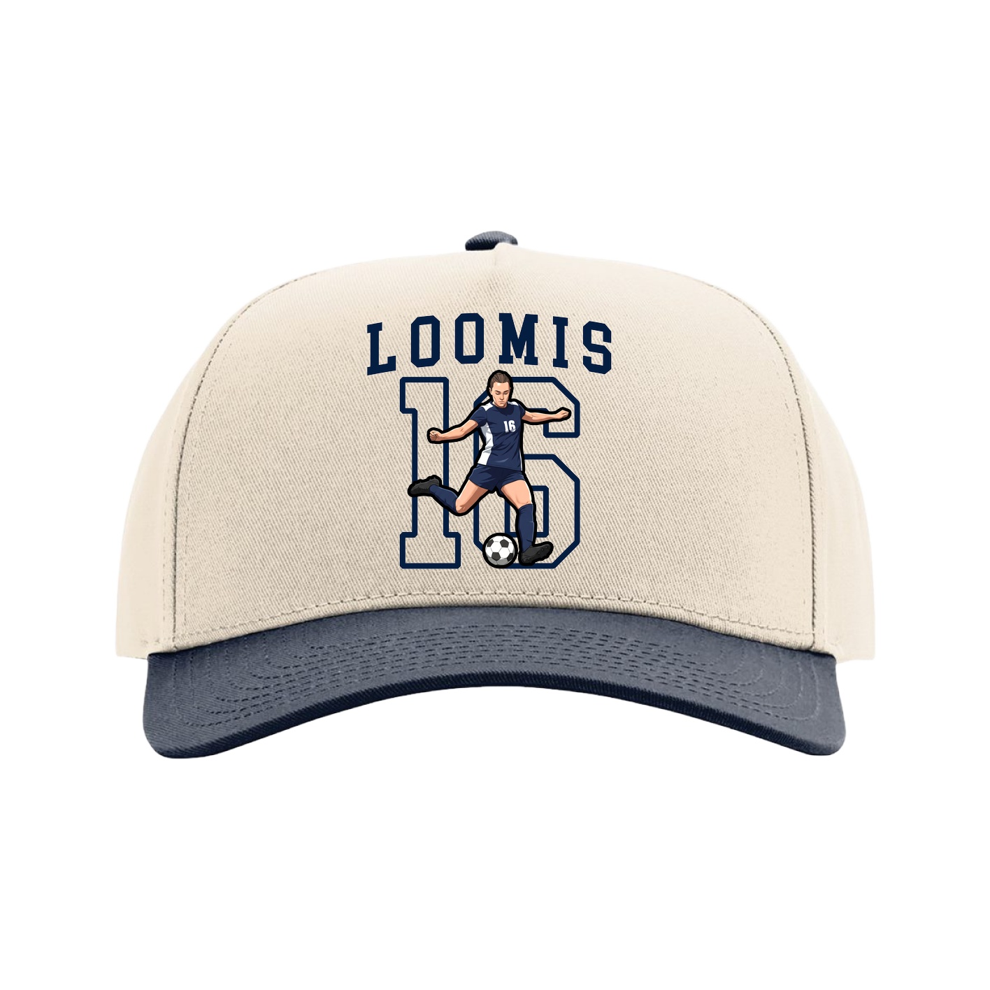 Full Fabric Five-Panel Champ Cap — Shirsey in Cream/Navy
