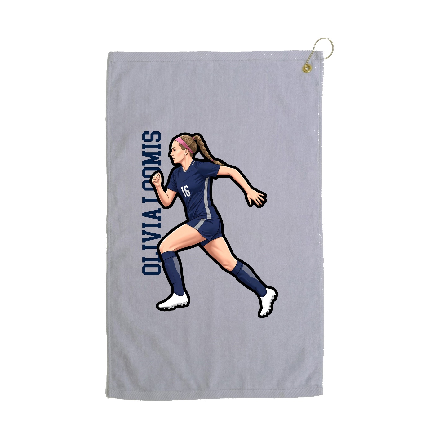 Golf Towel — Name Vertical in Grey