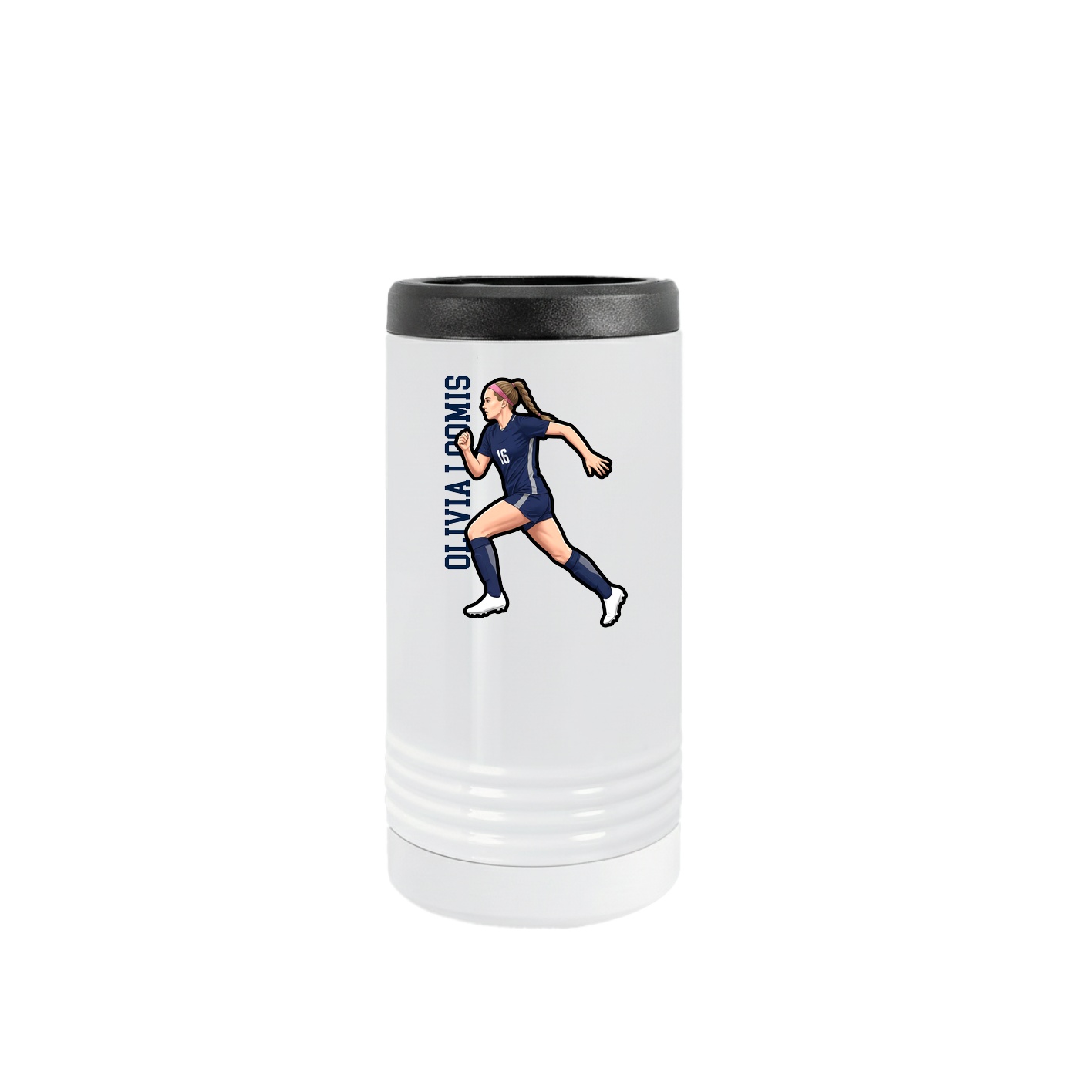 Slim Beverage Holder — Name Vertical in White