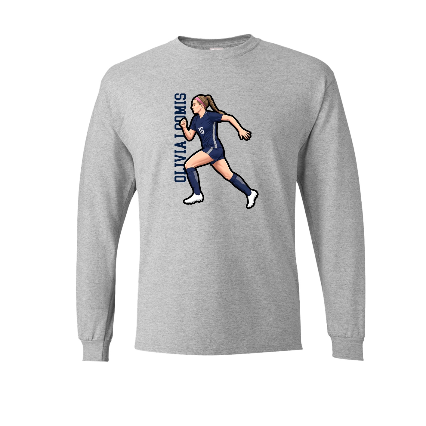Long Sleeve Tee — Name Vertical in Grey