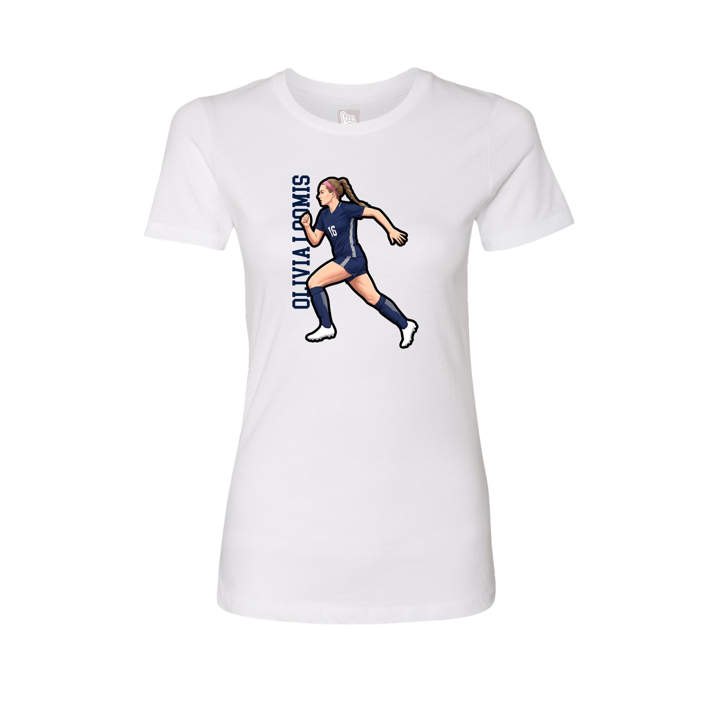 Womens Tee — Name Vertical in White