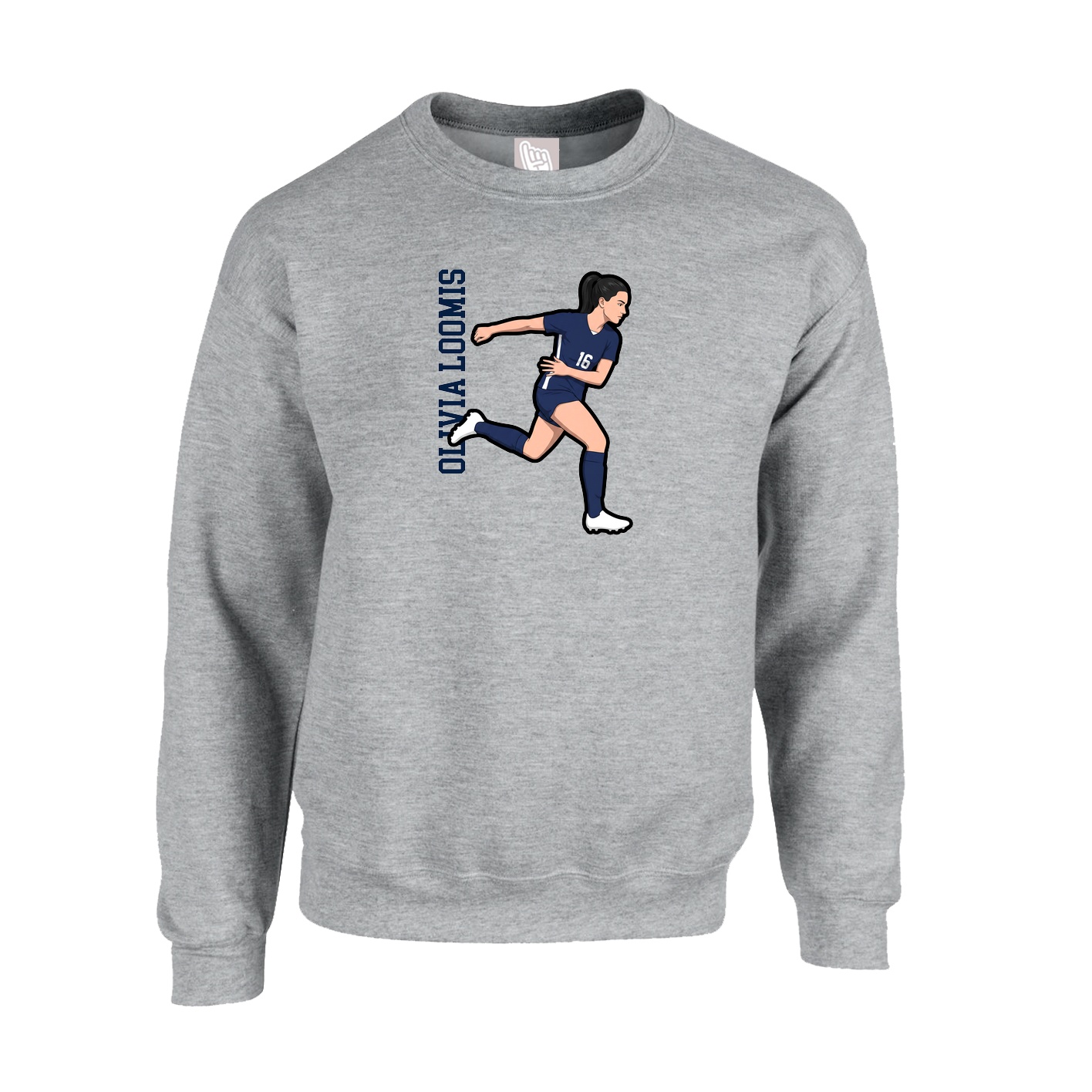 Fleece Crew — Name Vertical in Grey