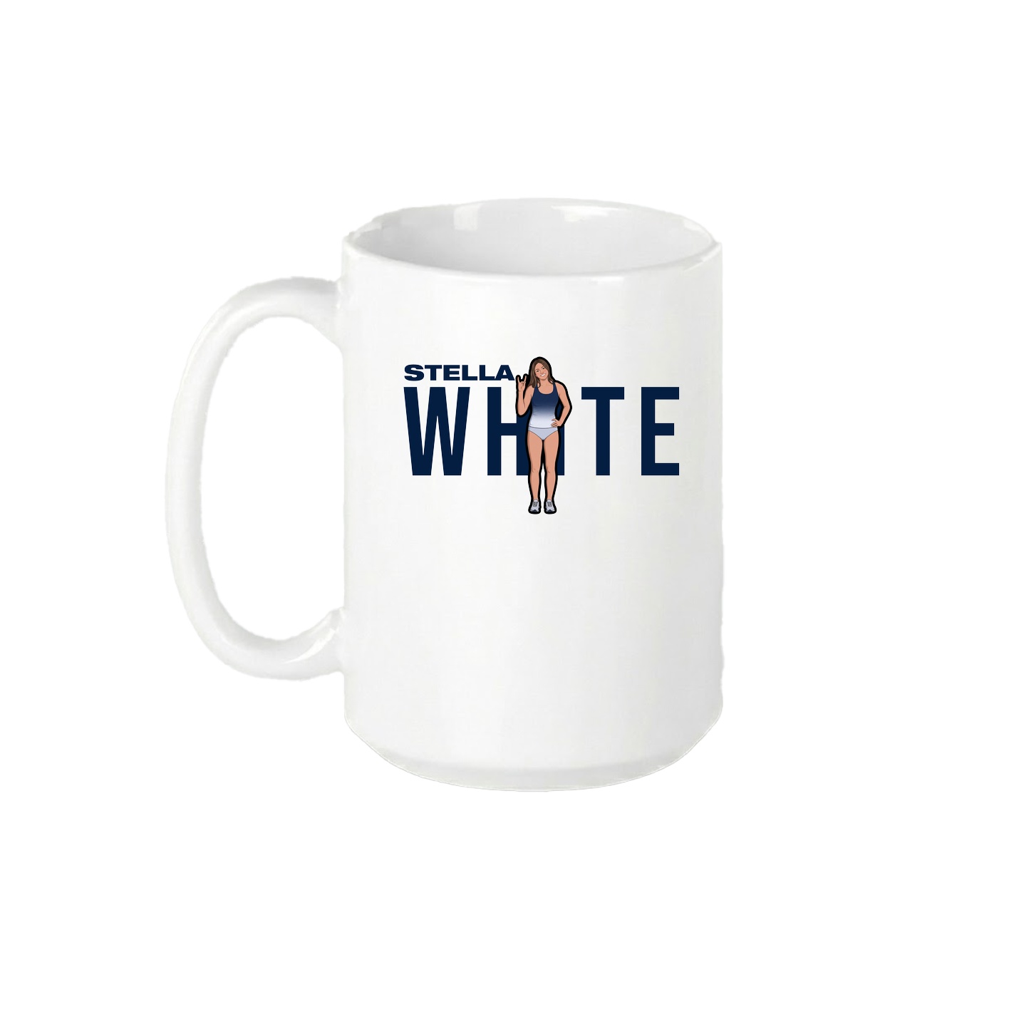 15oz Coffee Mug — Player Name in White