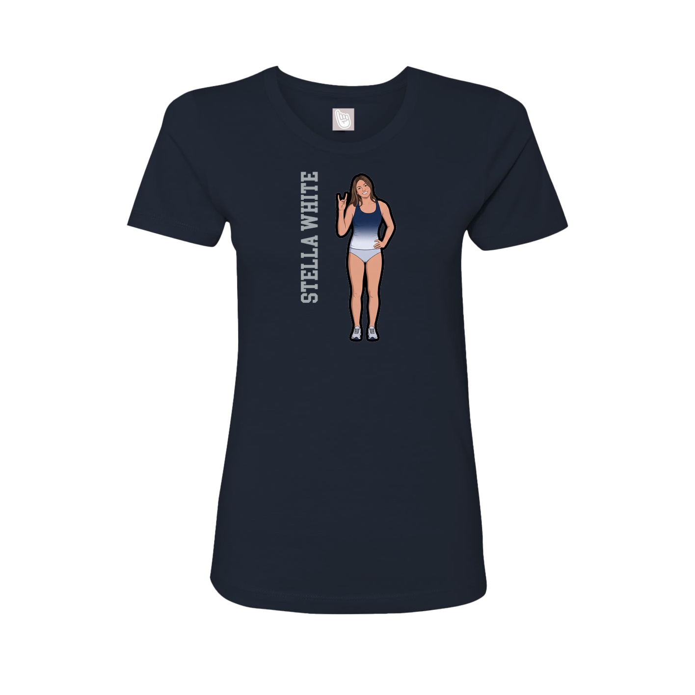 Fitted Women's Tee — Name Vertical in Navy