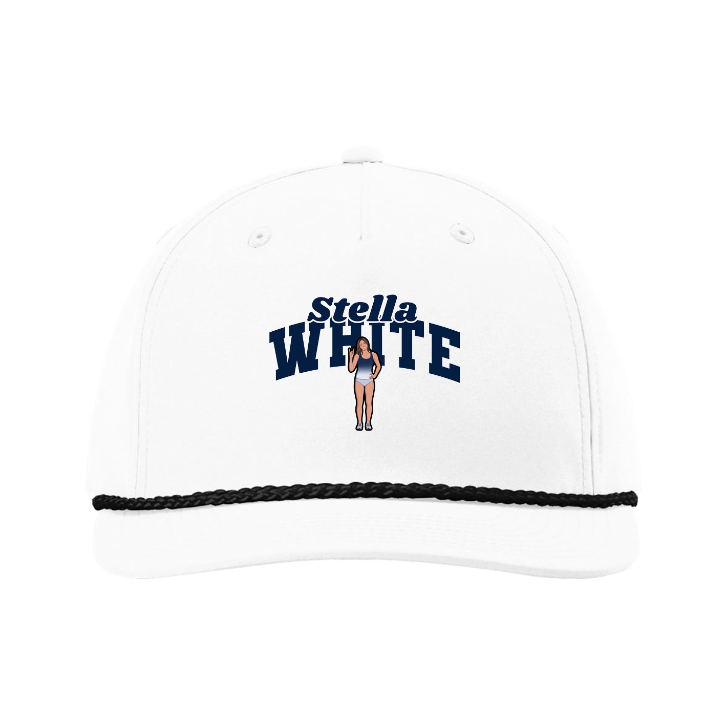 Five-Panel Classic Rope Cap — Signature Arch in White