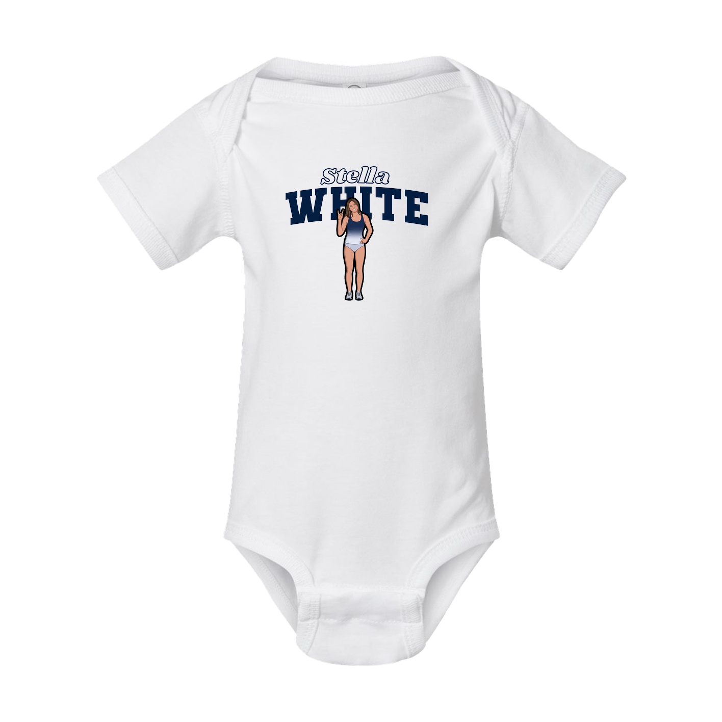 Baby Onesie — Name Arch in White