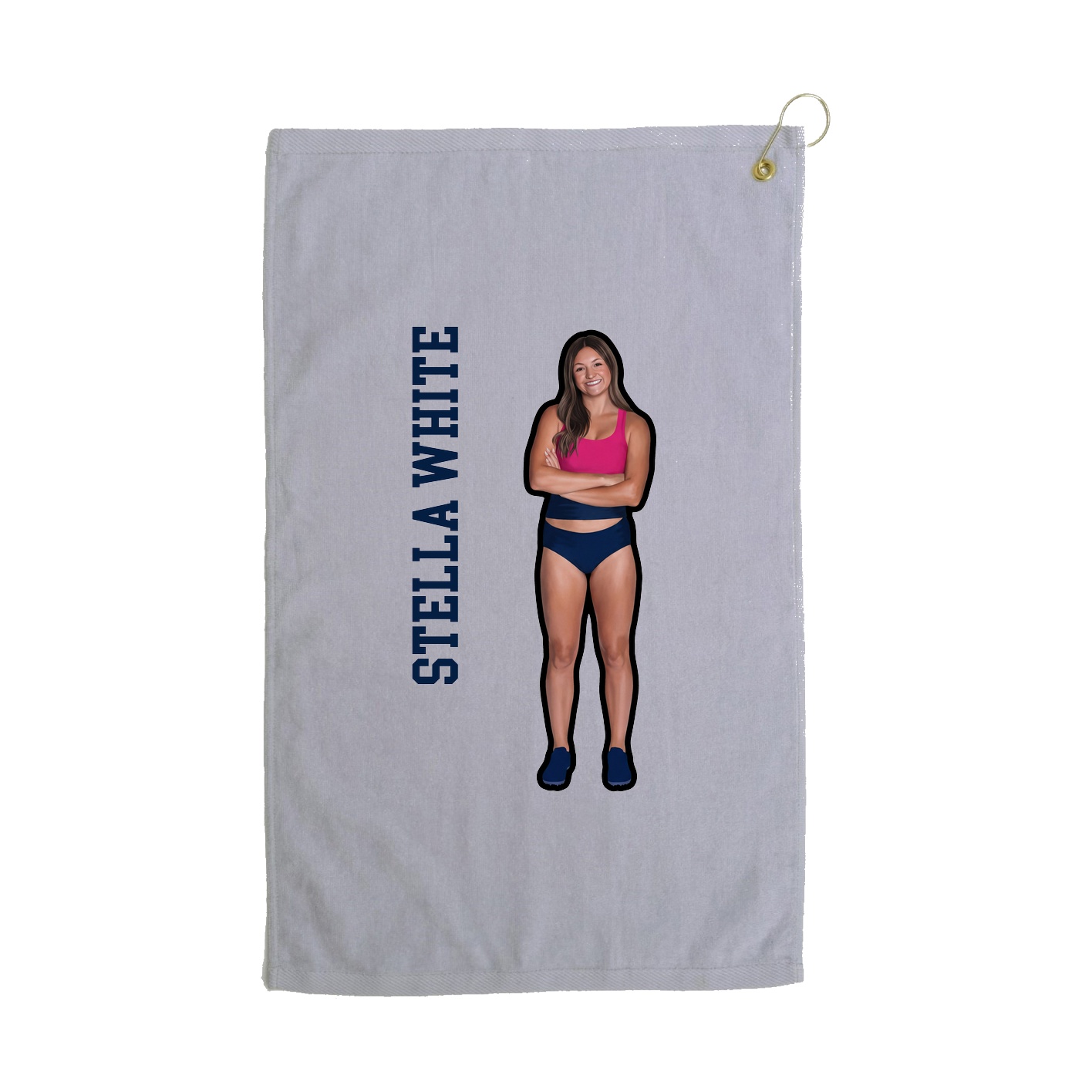 Golf Towel — Name Vertical in Grey