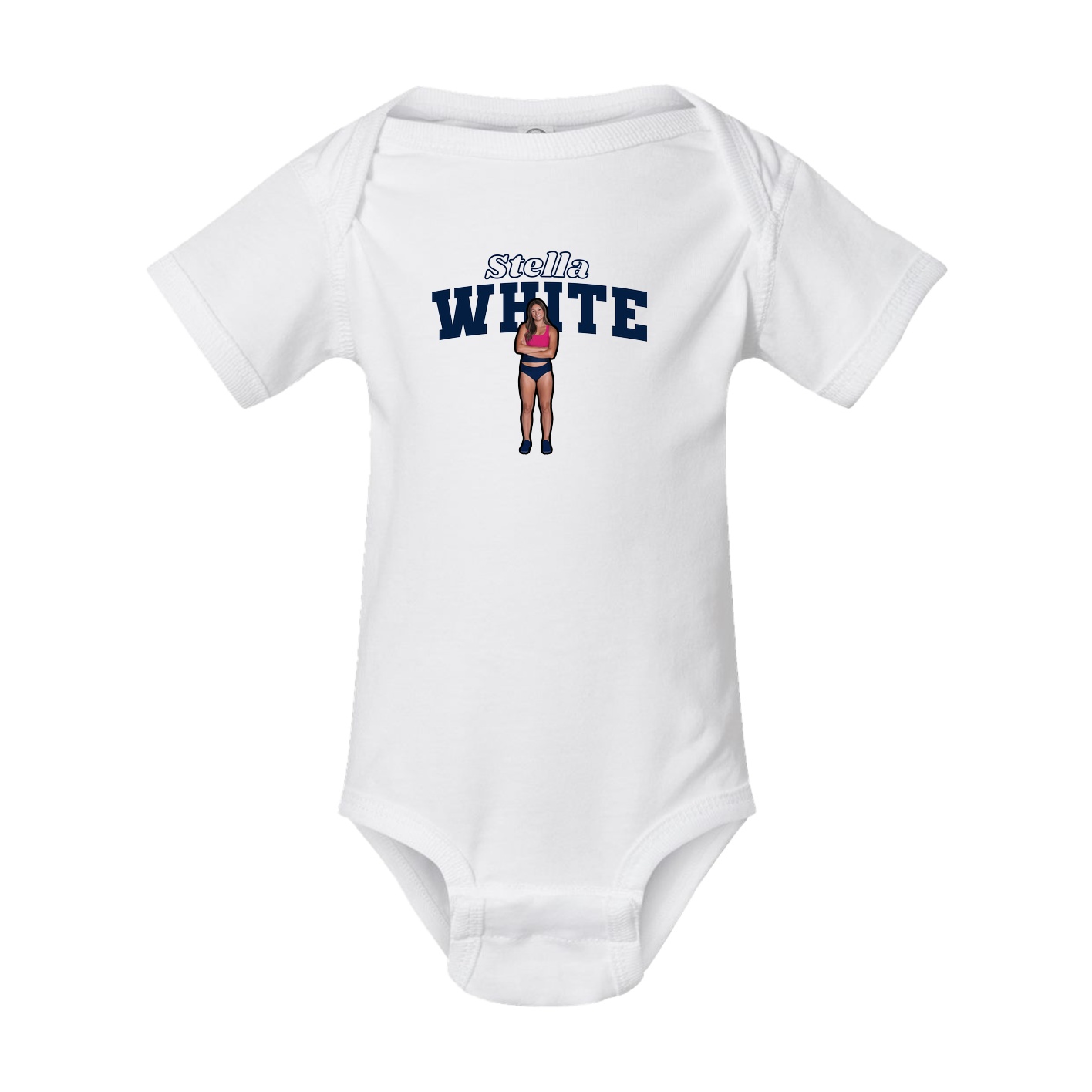 Baby Onesie — Name Arch in White