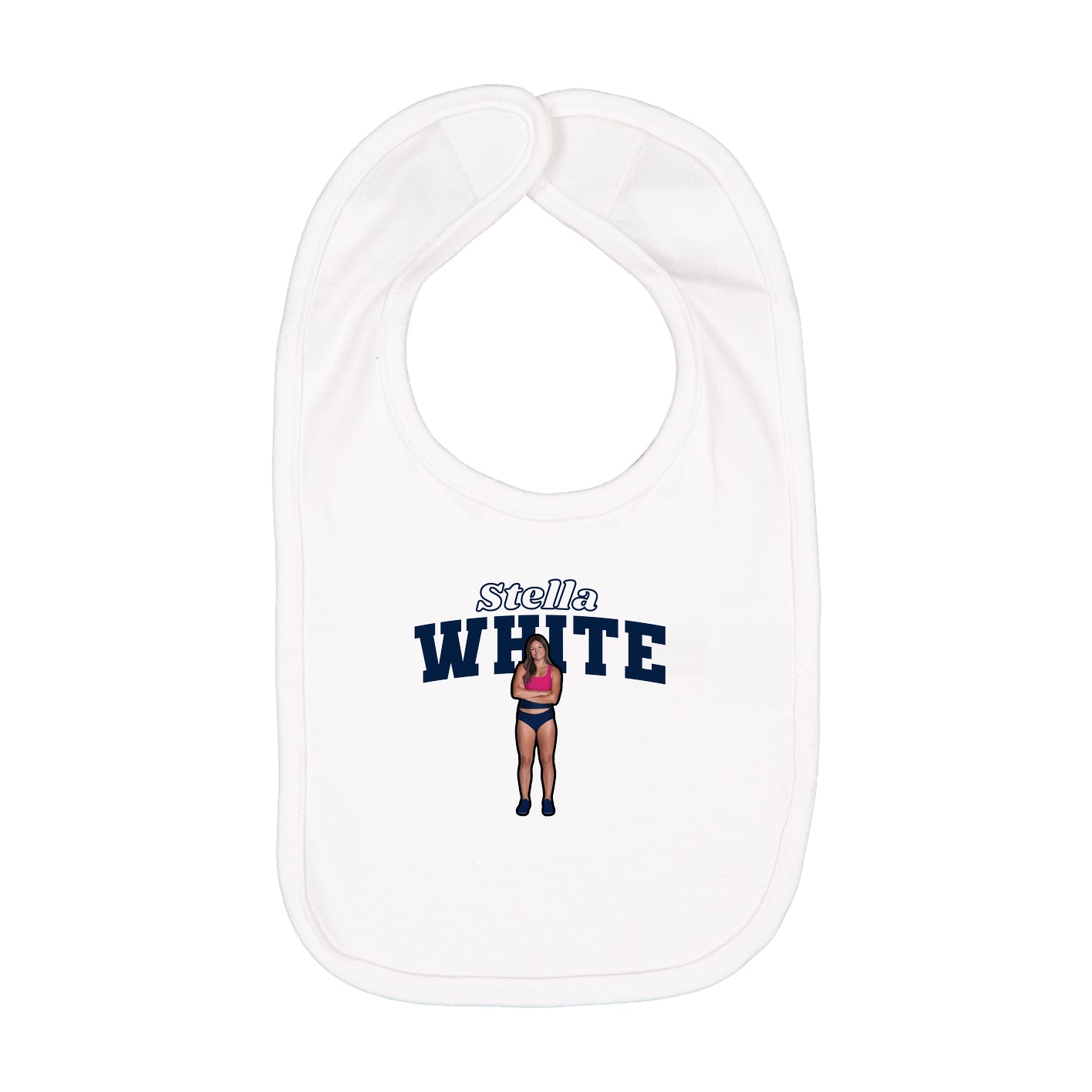 Infant Bib — Name Arch in White