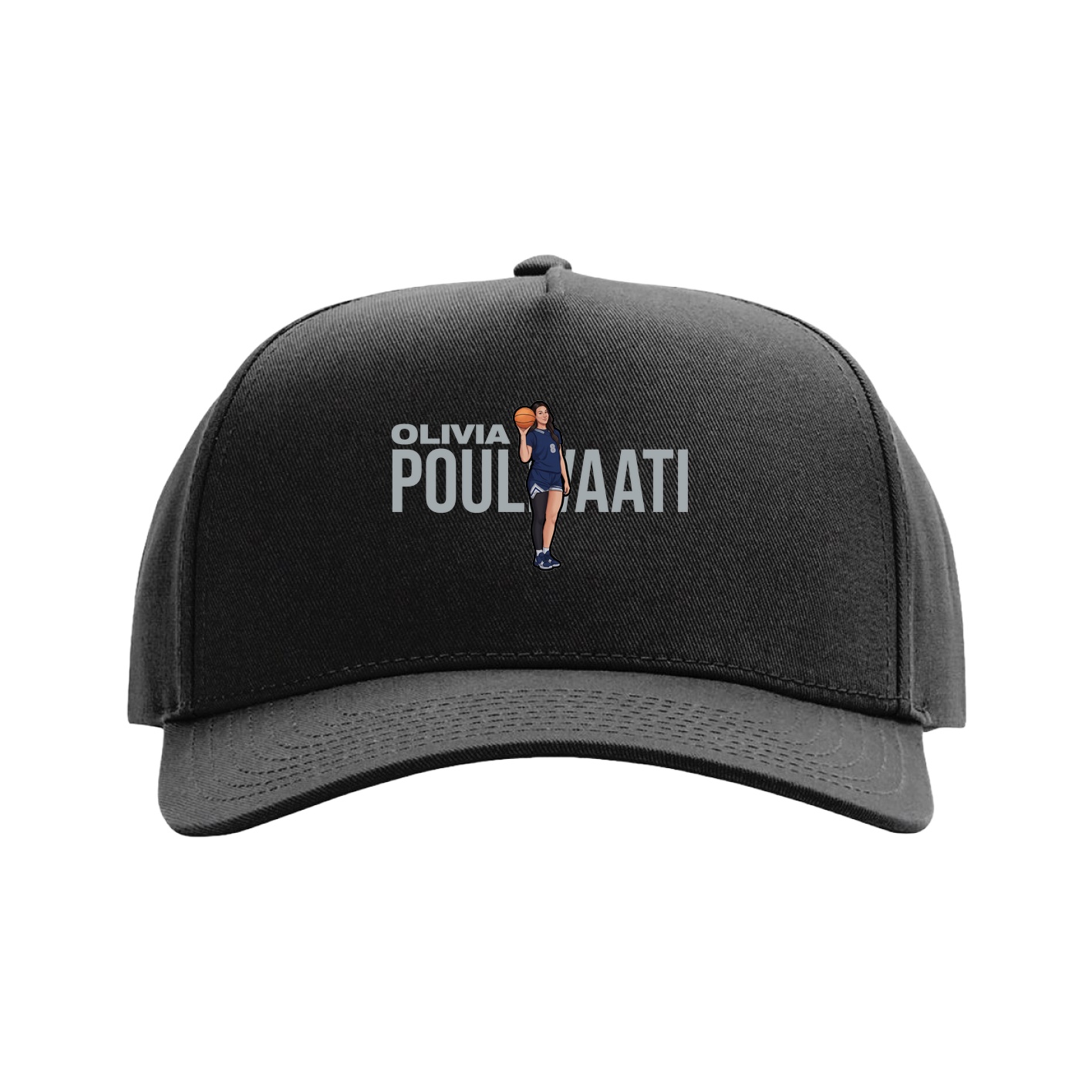 Full Fabric Five-Panel Champ Cap — Player Name in Black