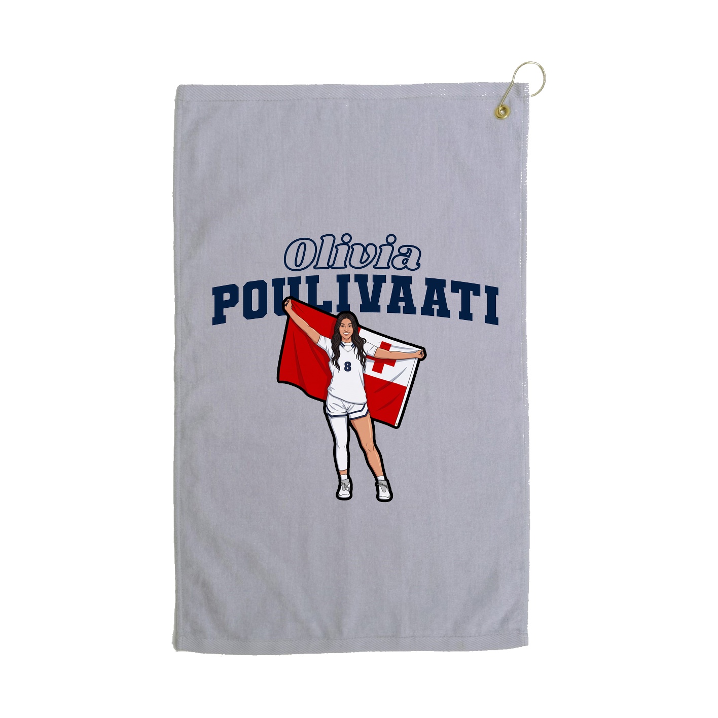 Golf Towel — Name Arch in Grey