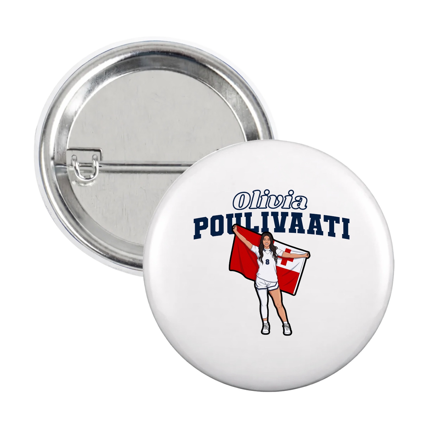 Game Day Button — Name Arch in White