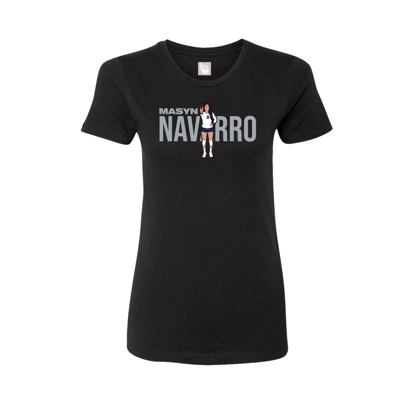 Fitted Women's Tee — Player Name in Black