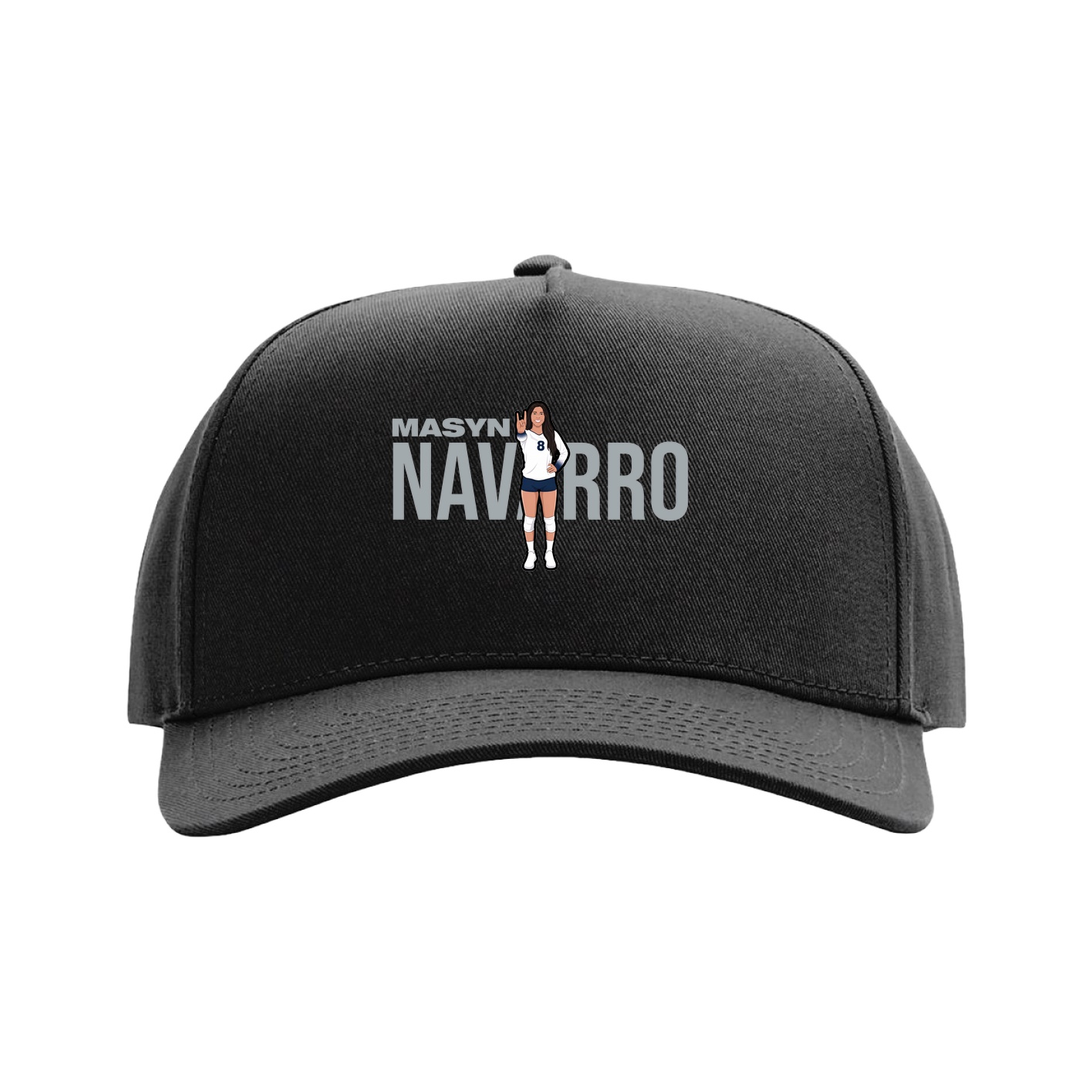 Full Fabric Five-Panel Champ Cap — Player Name in Black