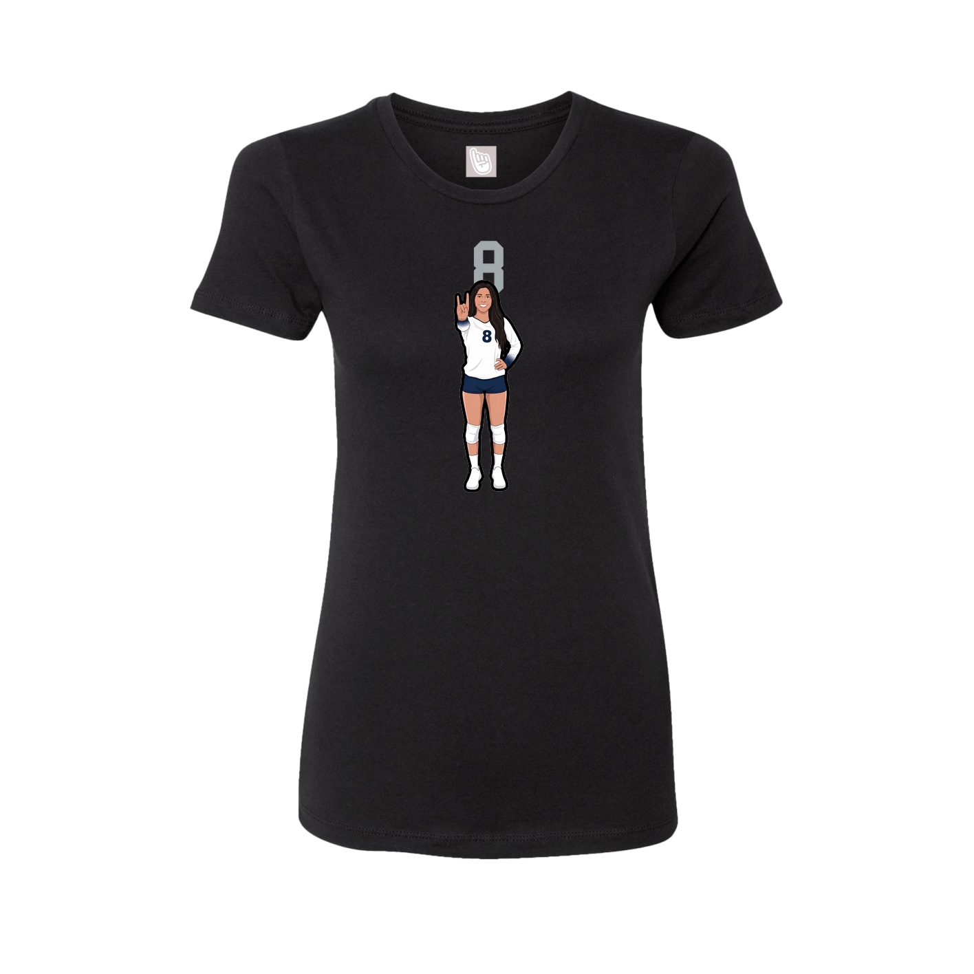 Fitted Women's Tee — Number Top in Black