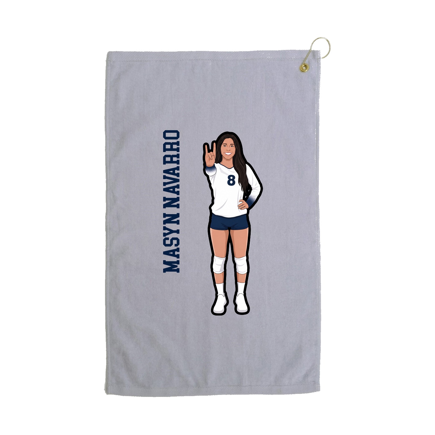 Golf Towel — Name Vertical in Grey