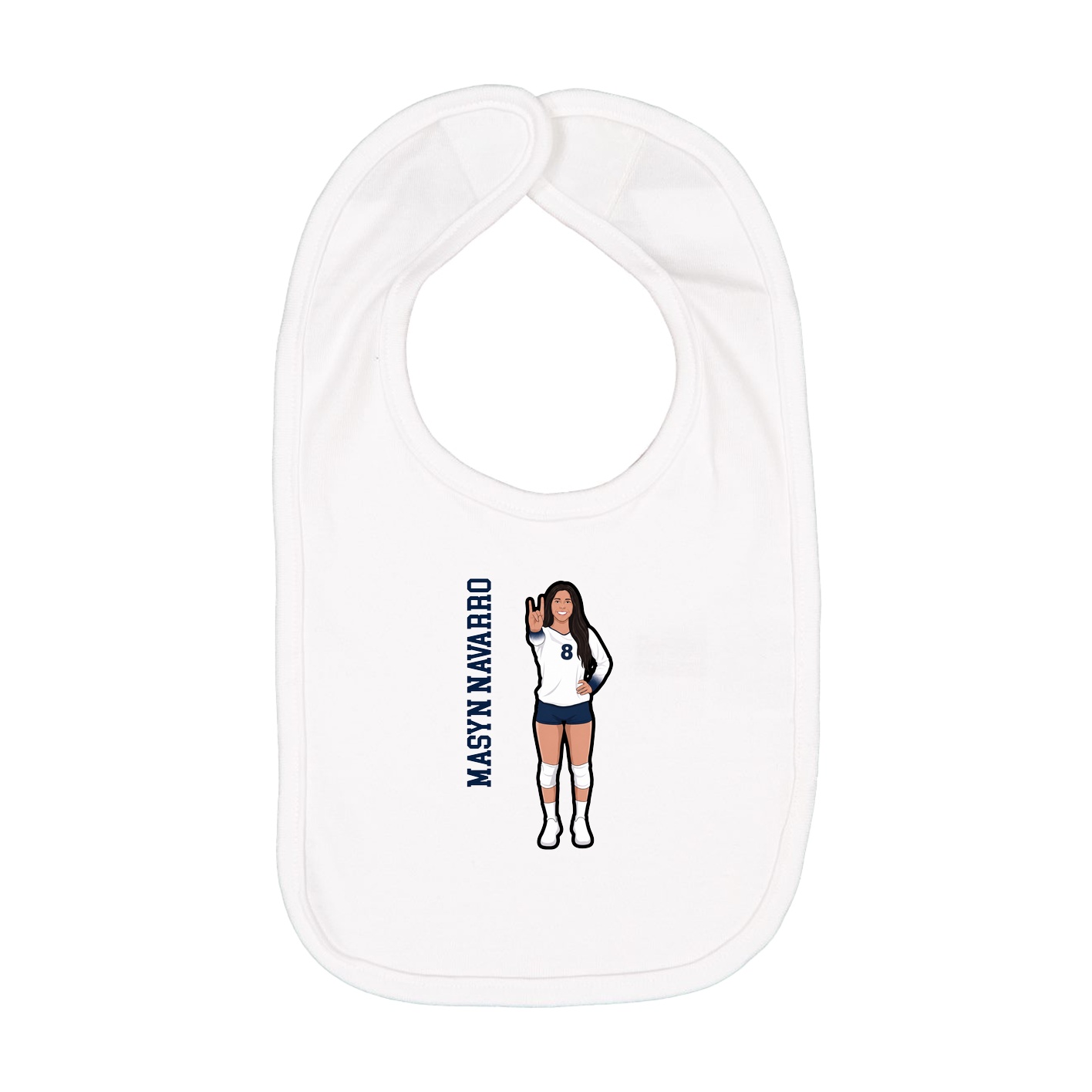 Infant Bib — Name Vertical in White