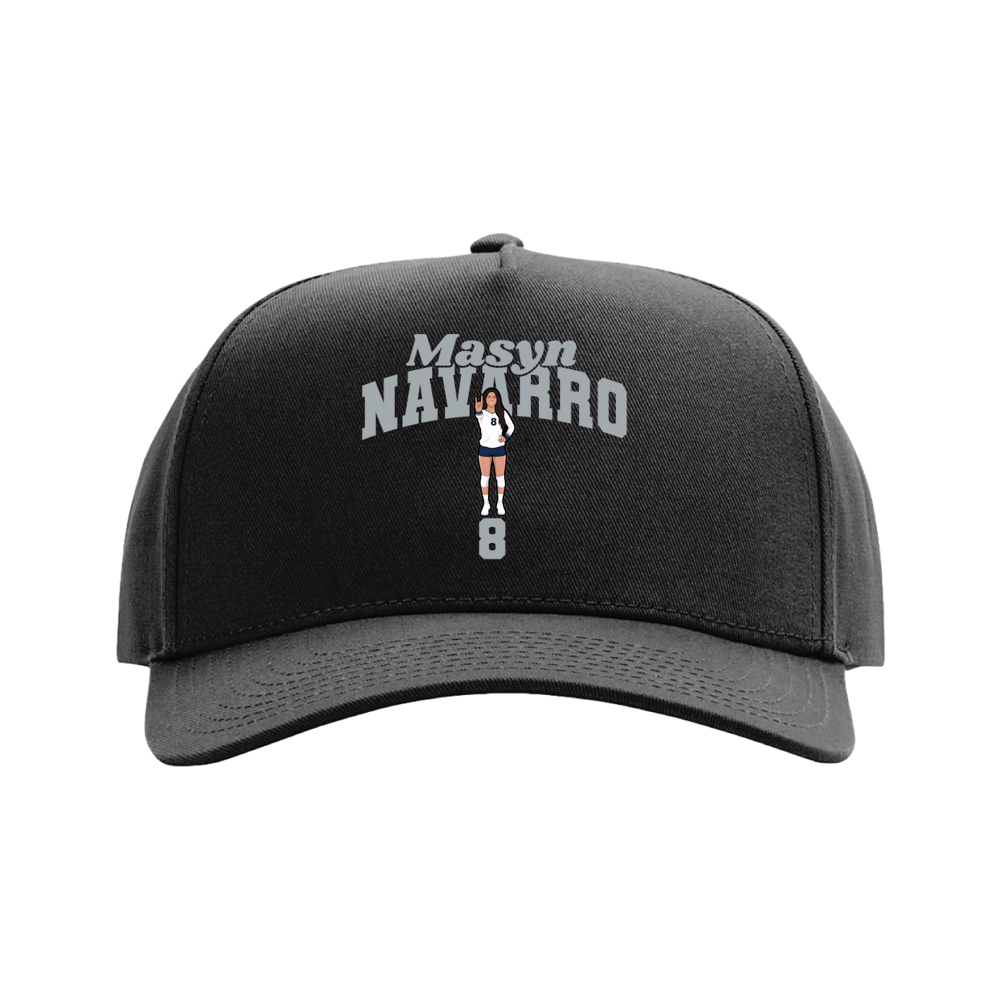 Full Fabric Five-Panel Champ Cap — Signature Arch in Black