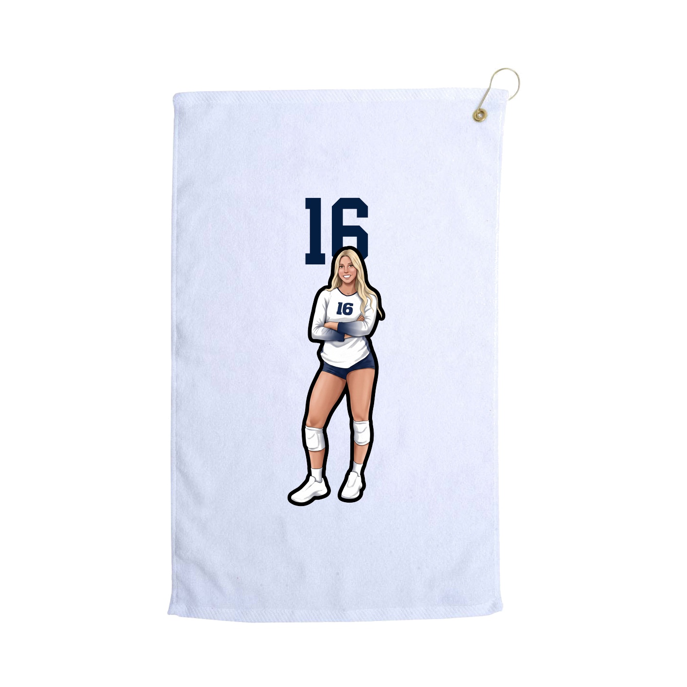 Golf Towel — Number Top in White