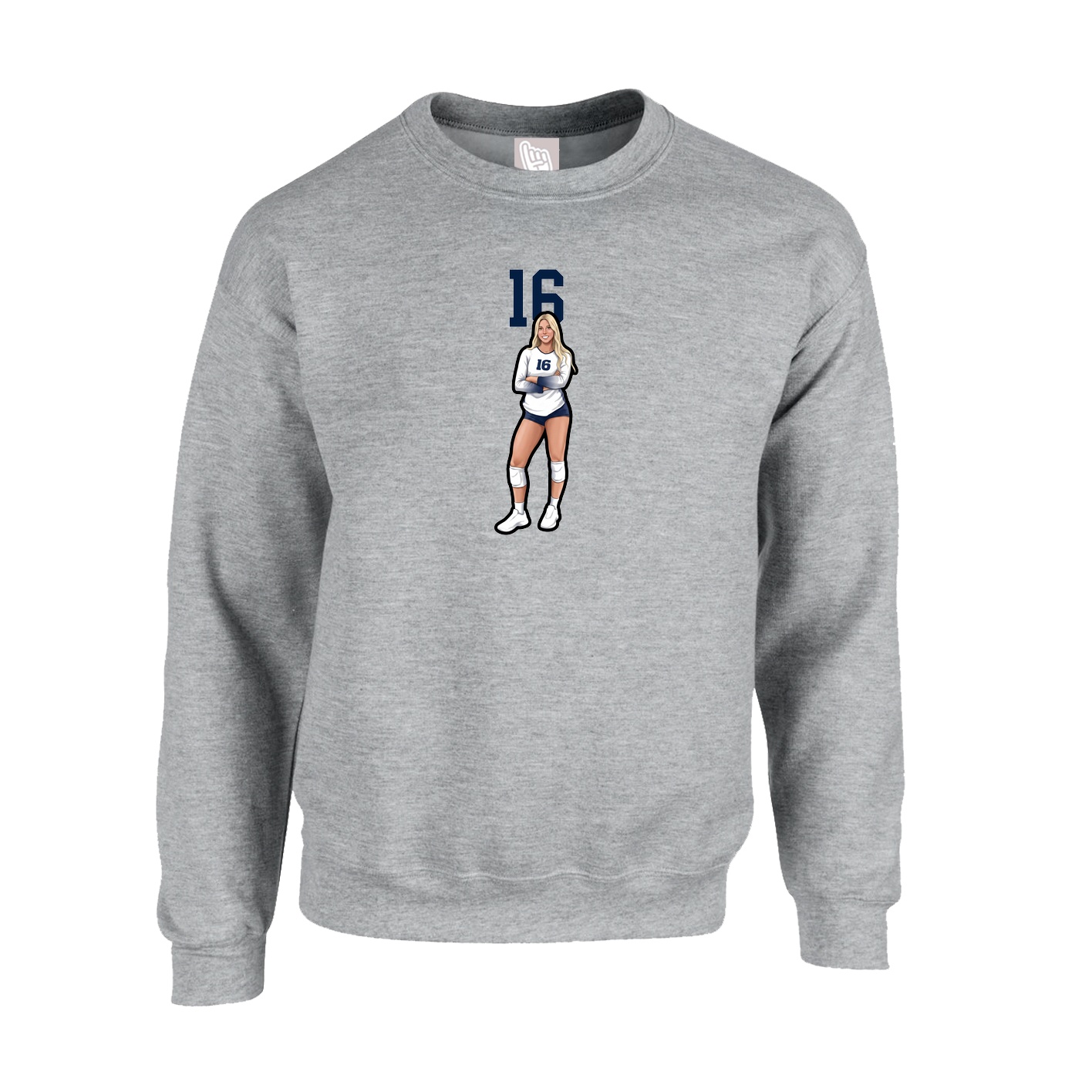 Fleece Crew — Number Top in Grey
