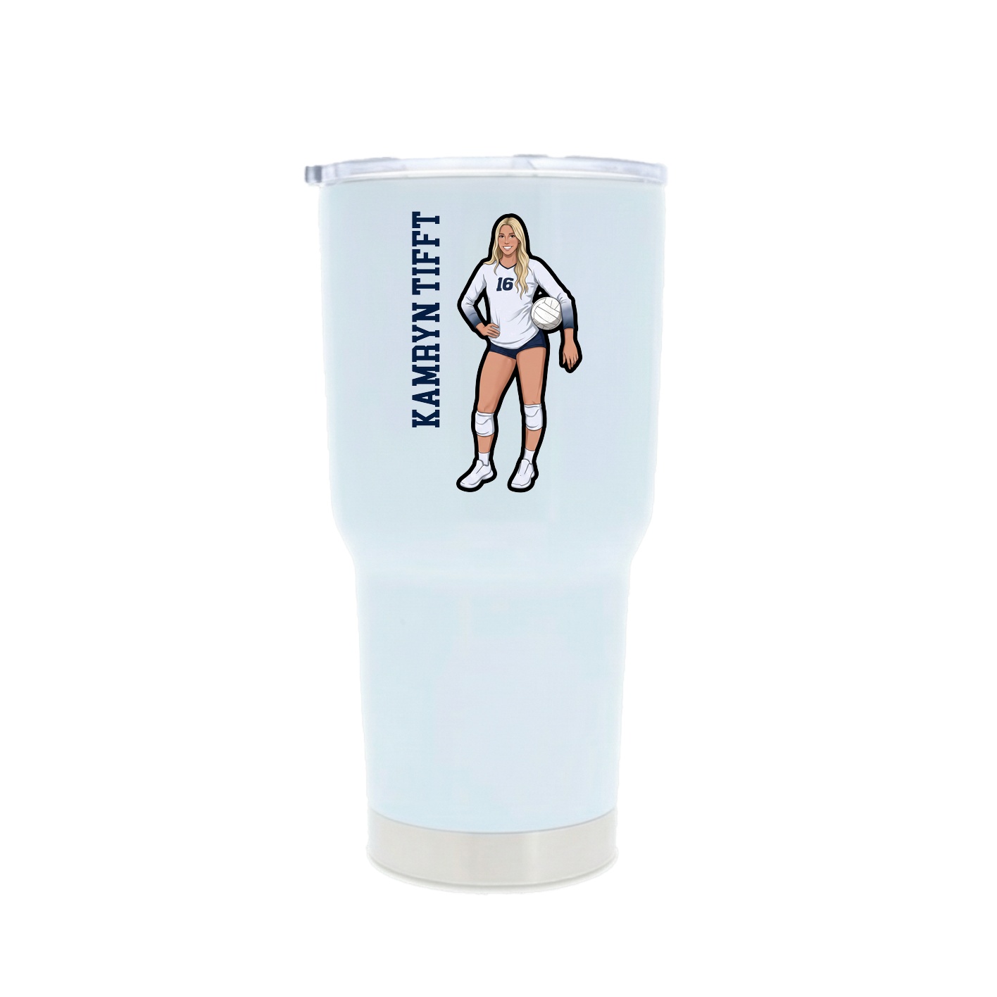 30oz Stainless Steel Tumbler — Name Vertical in White