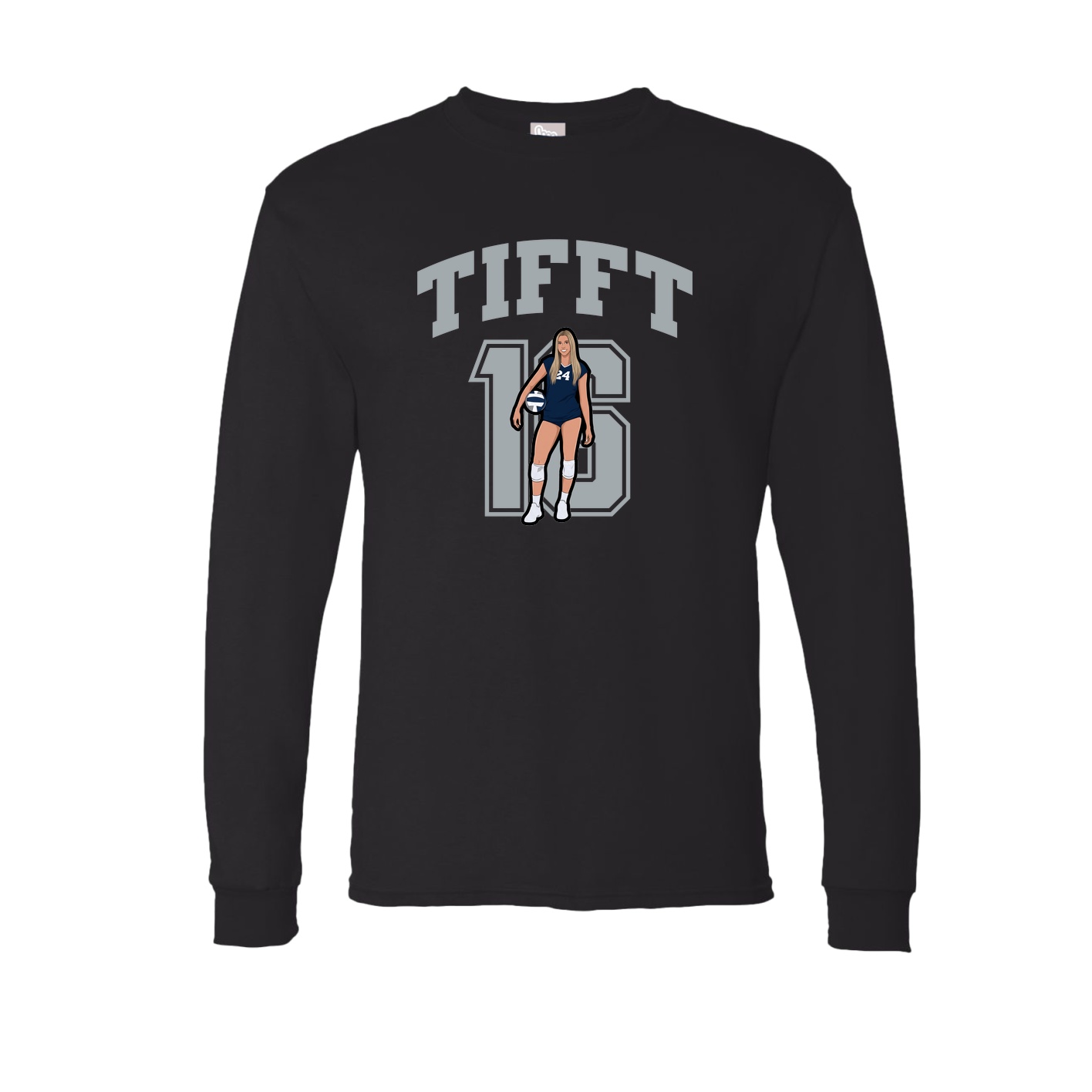 Long Sleeve Tee — Number in Black