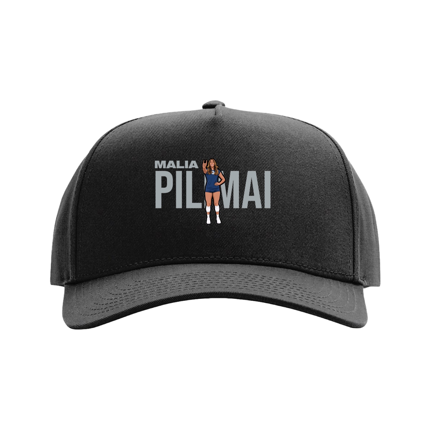 Full Fabric Five-Panel Champ Cap — Player Name in Black