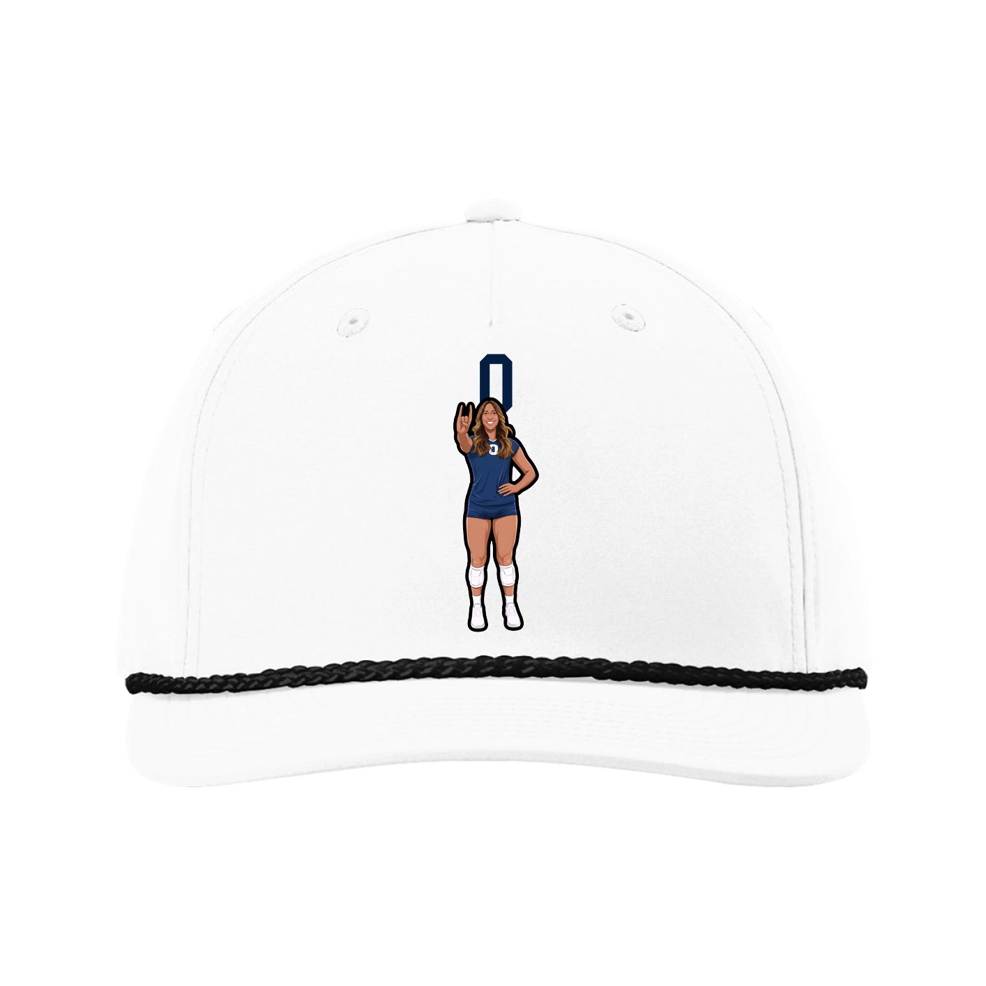 Five-Panel Classic Rope Cap — Number Top in White
