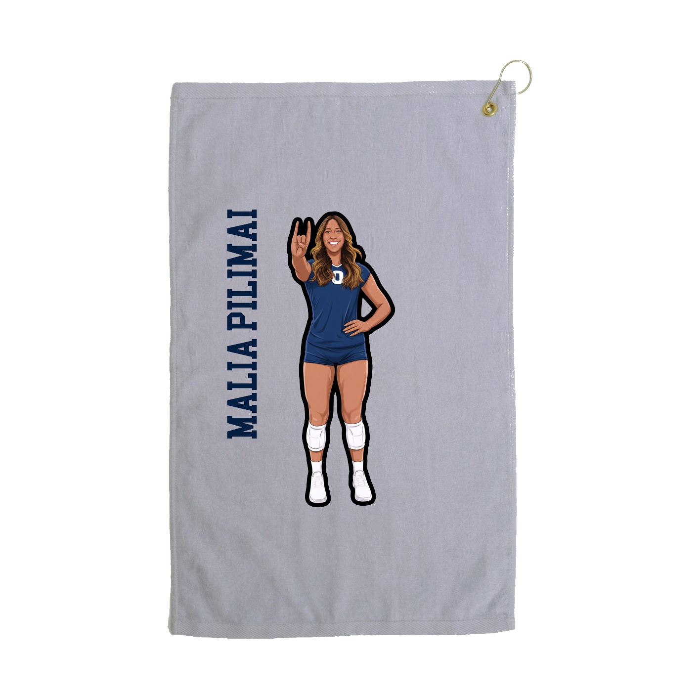 Golf Towel — Name Vertical in Grey