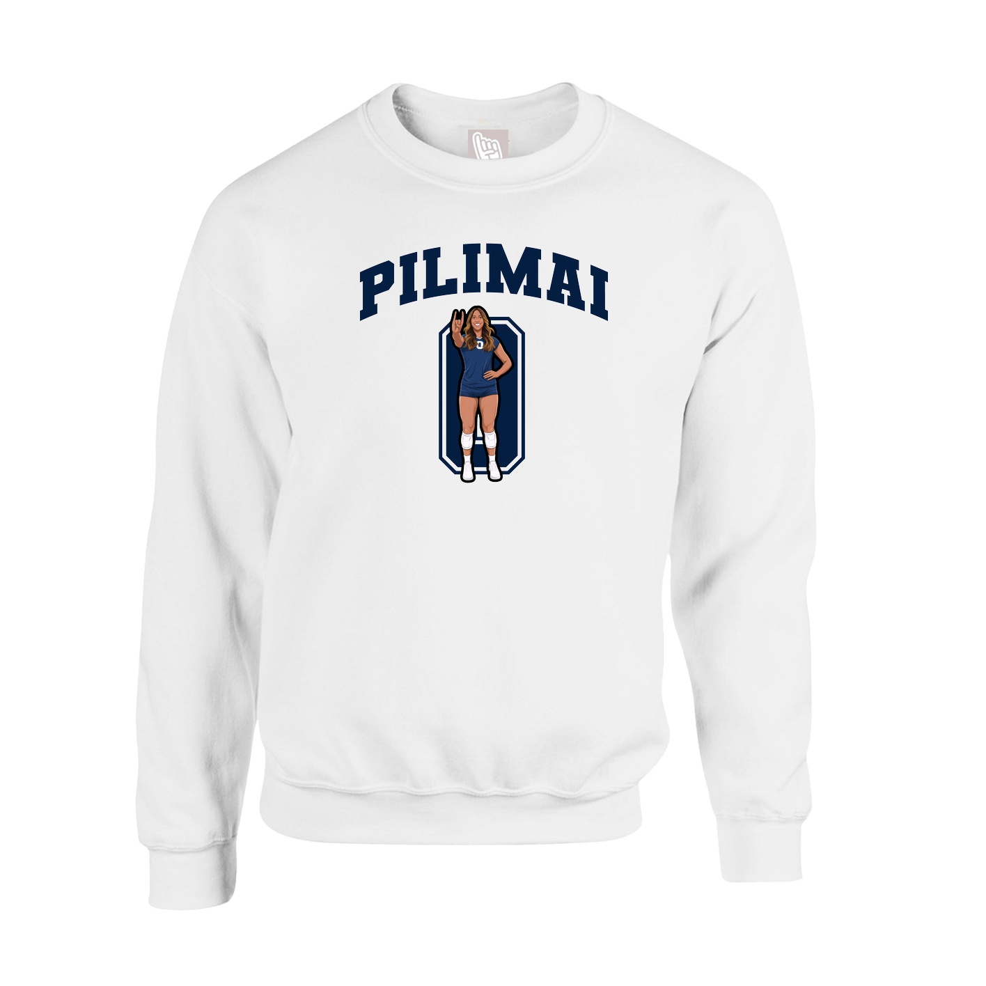 Fleece Crew — Number in White