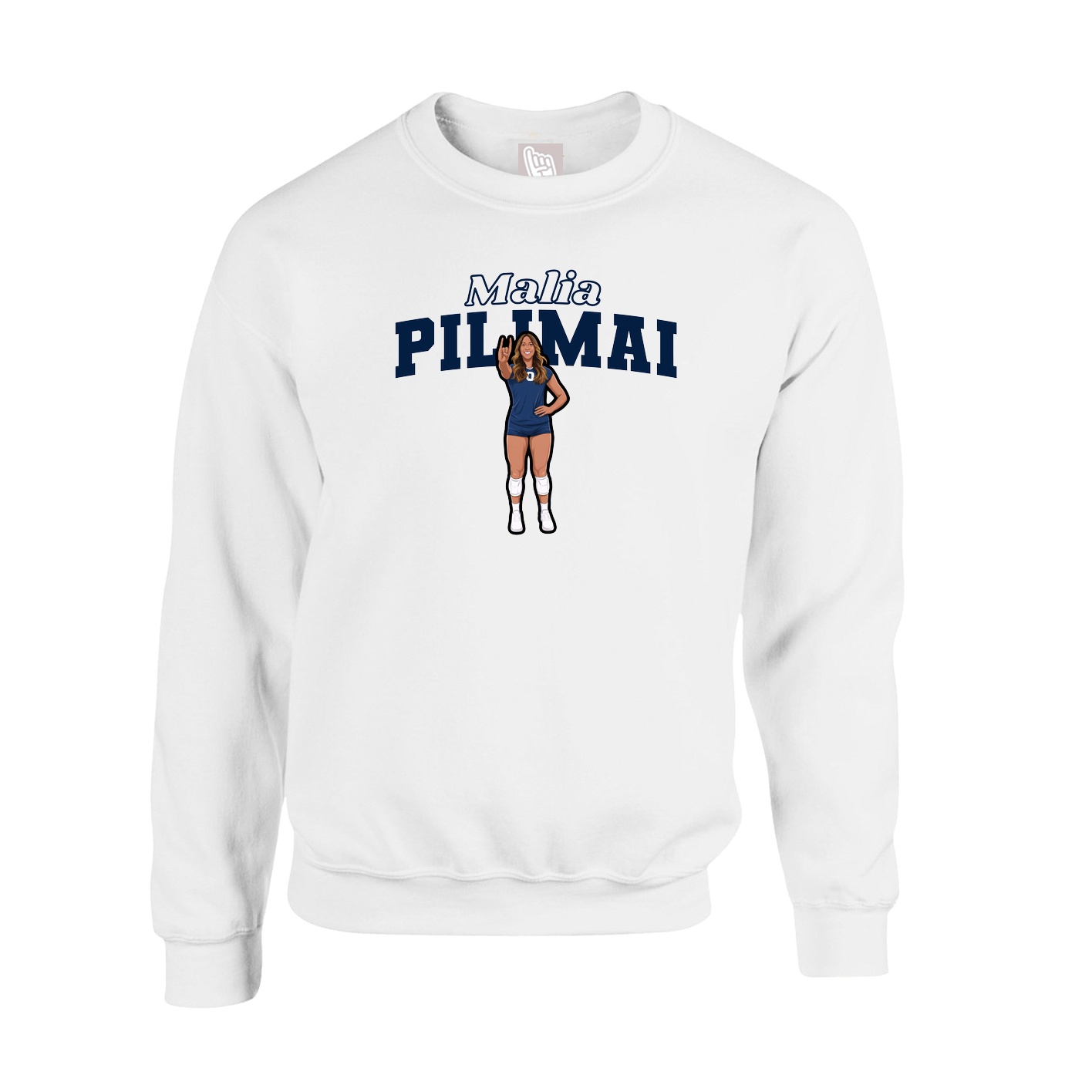 Fleece Crew — Name Arch in White