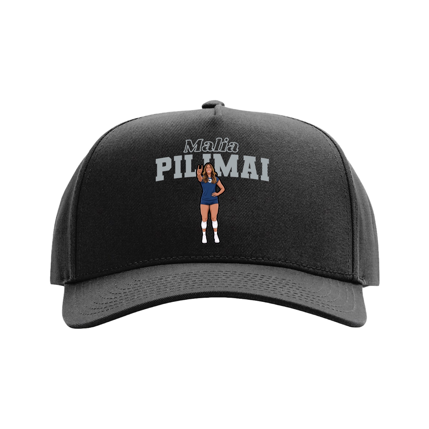 Full Fabric Five-Panel Champ Cap — Name Arch in Black