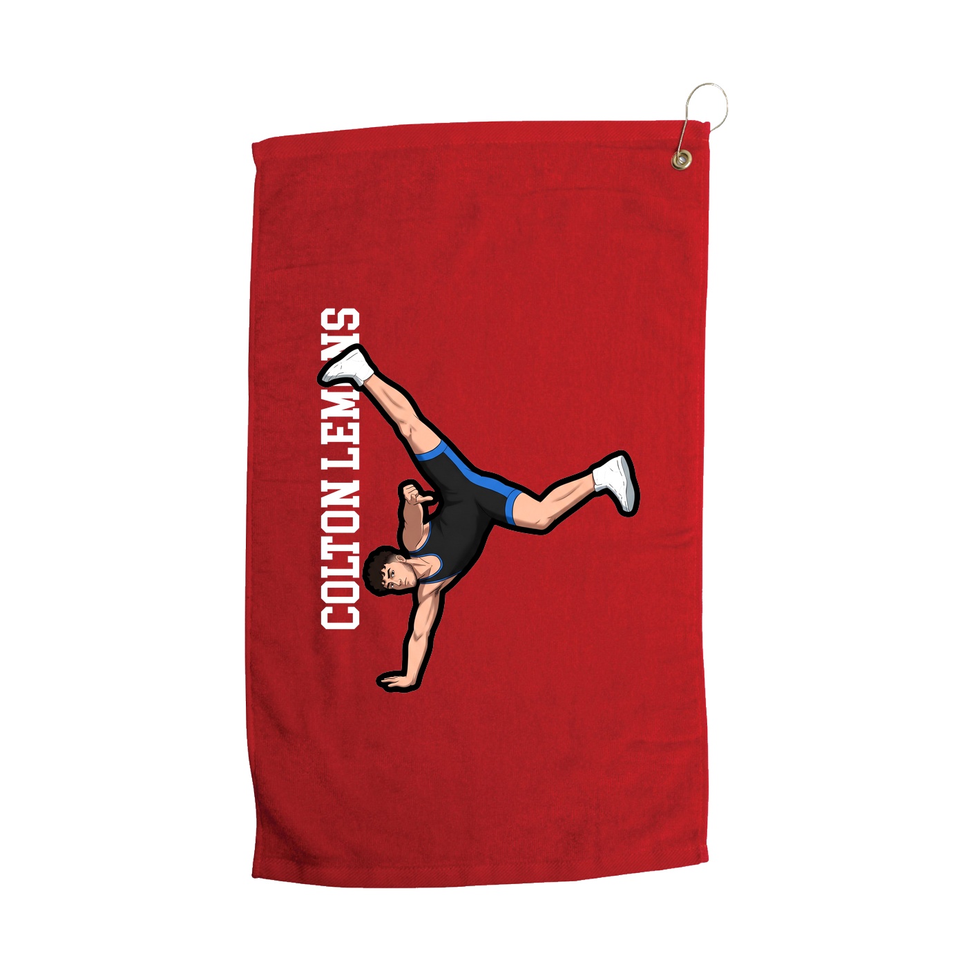 Golf Towel — Name Vertical in Red