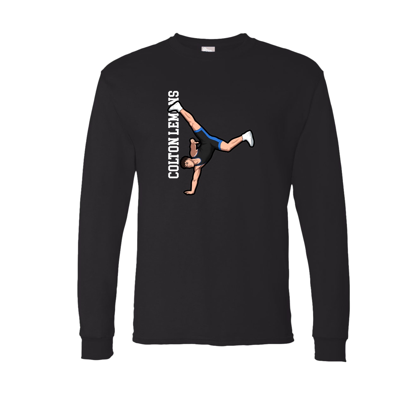 Long Sleeve Tee — Name Vertical in Black