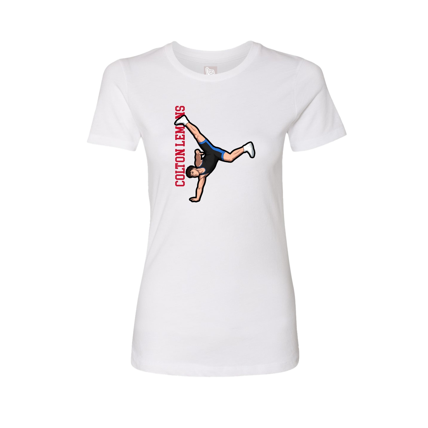 Fitted Women's Tee — Name Vertical in White