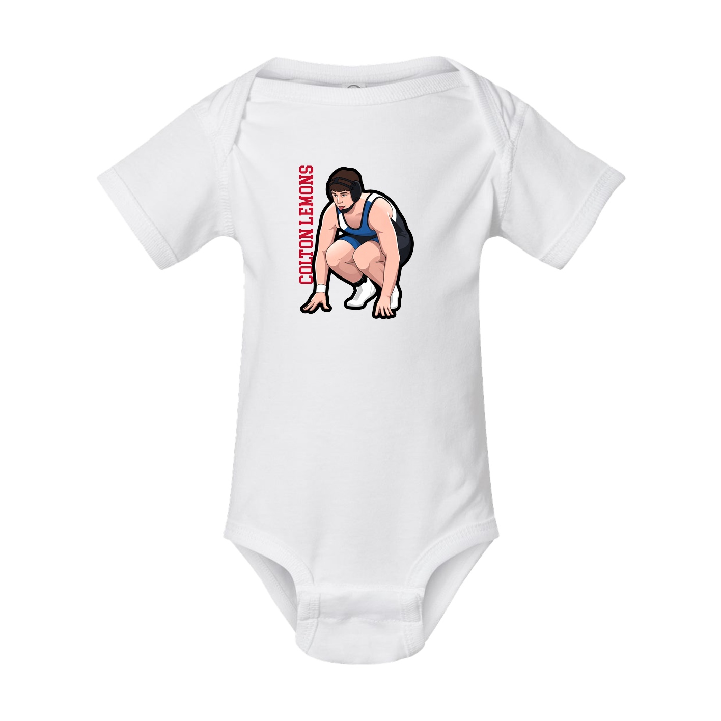 Baby Onesie — Name Vertical in White