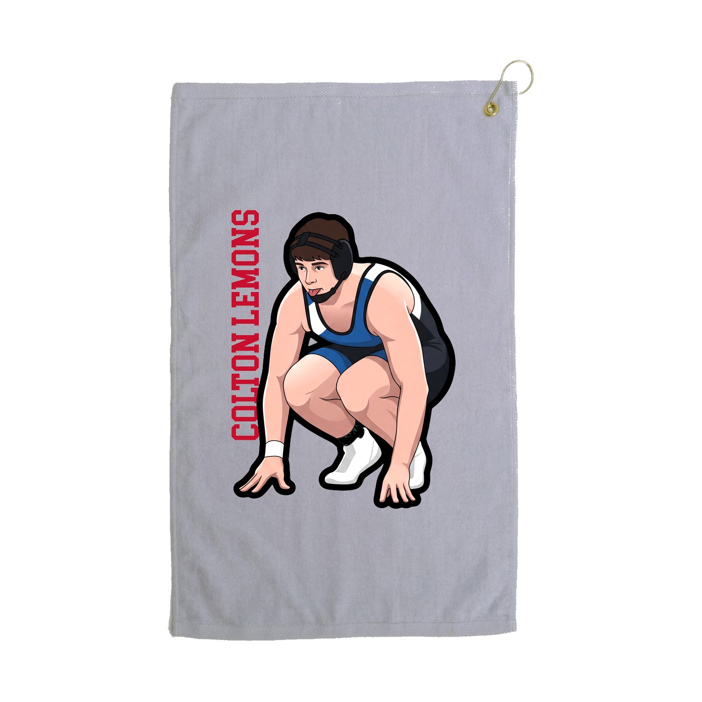 Golf Towel — Name Vertical in Grey