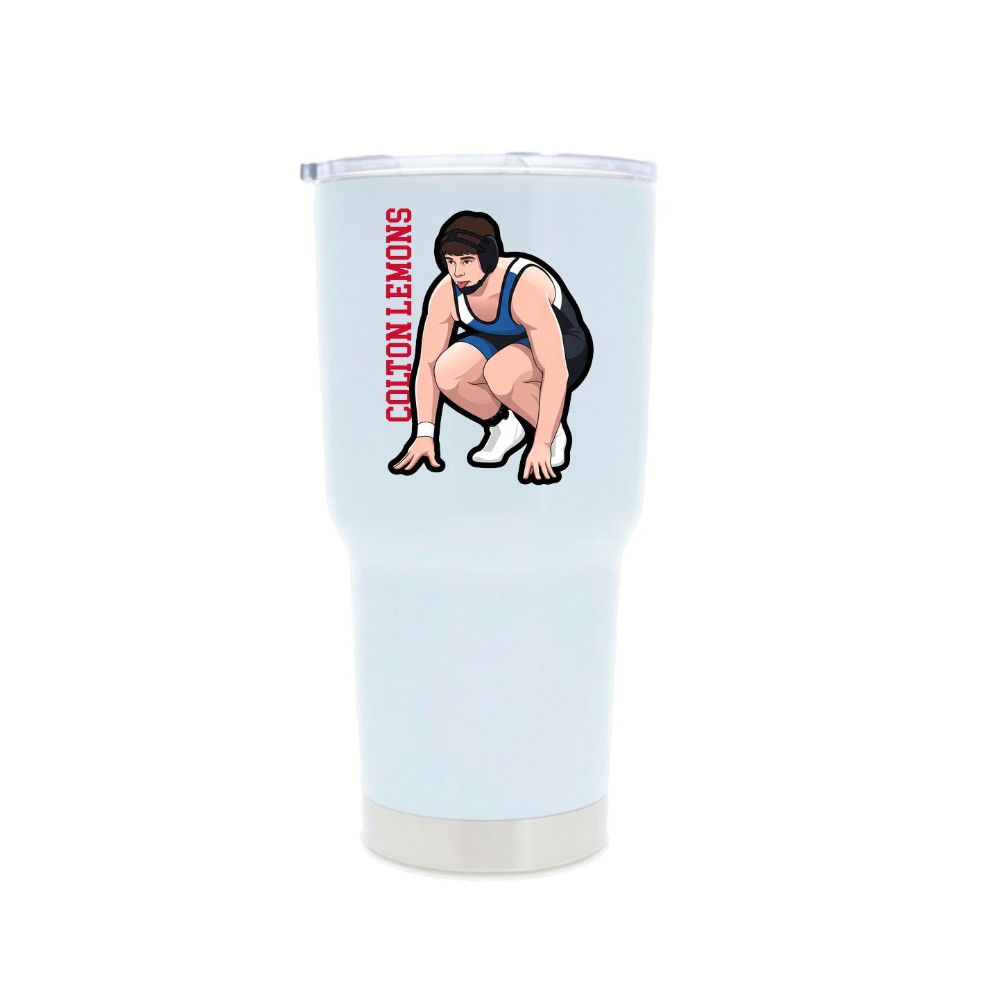 30oz Stainless Steel Tumbler — Name Vertical in White