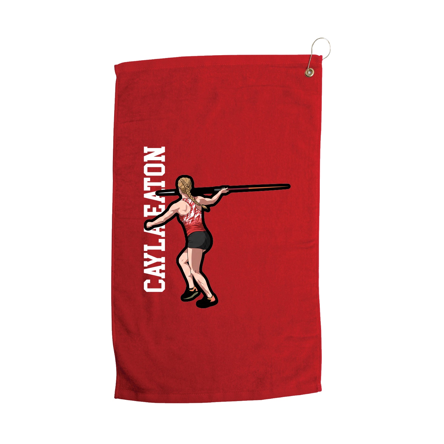 Golf Towel — Name Vertical in Red