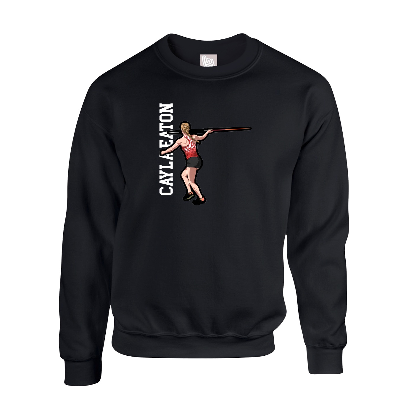 Fleece Crew — Name Vertical in Black