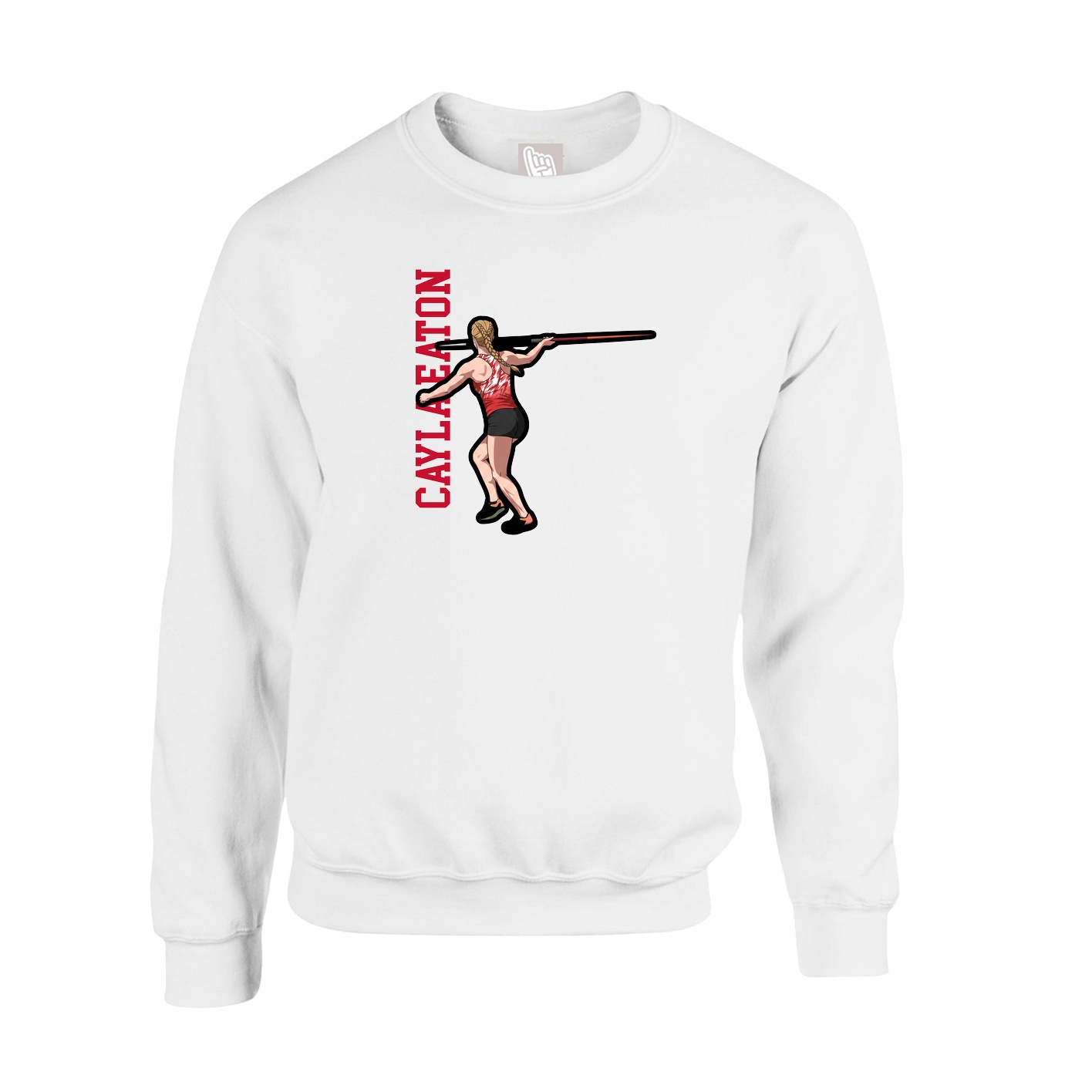 Fleece Crew — Name Vertical in White