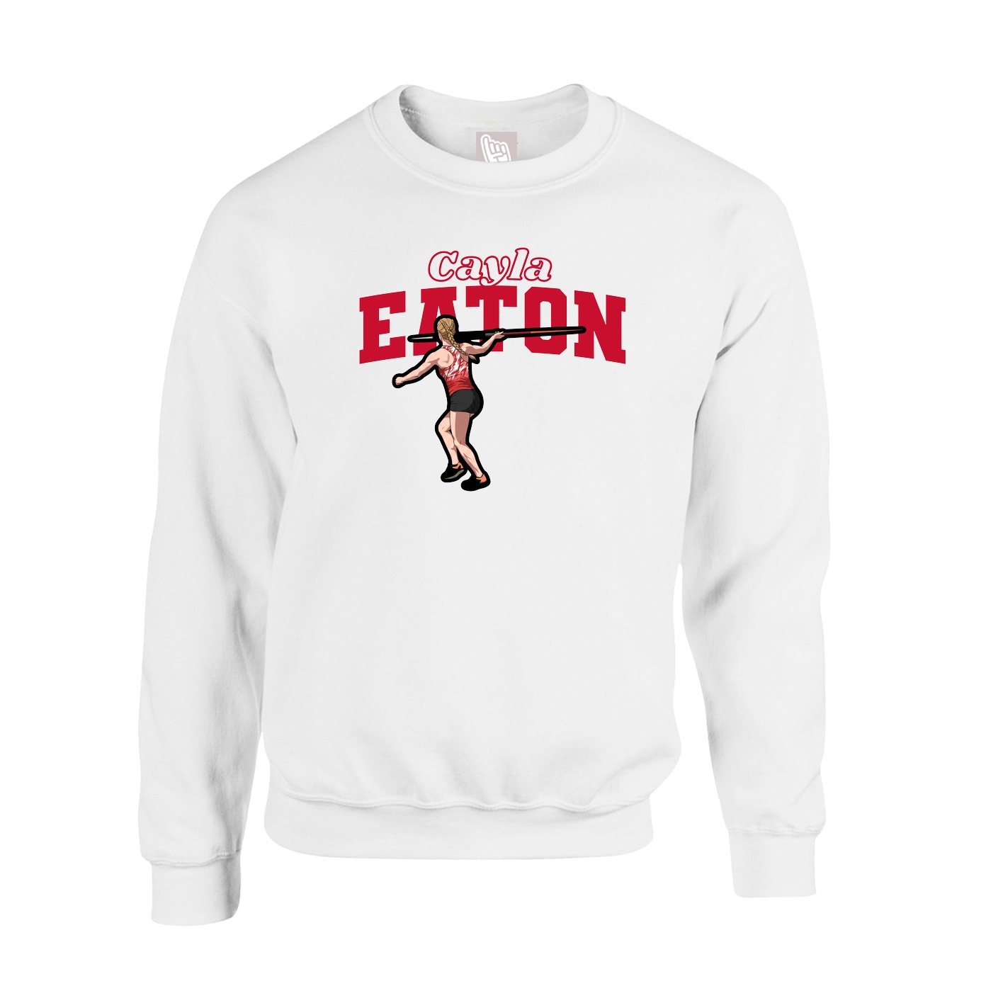 Fleece Crew — Name Arch in White