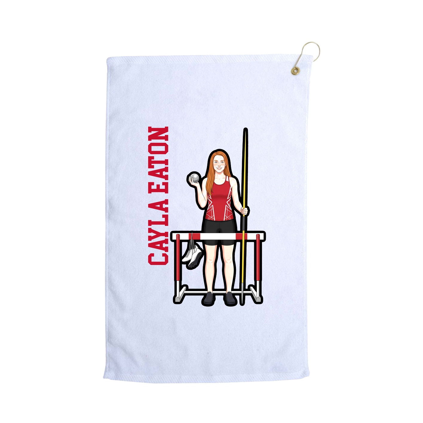 Golf Towel — Name Vertical in White