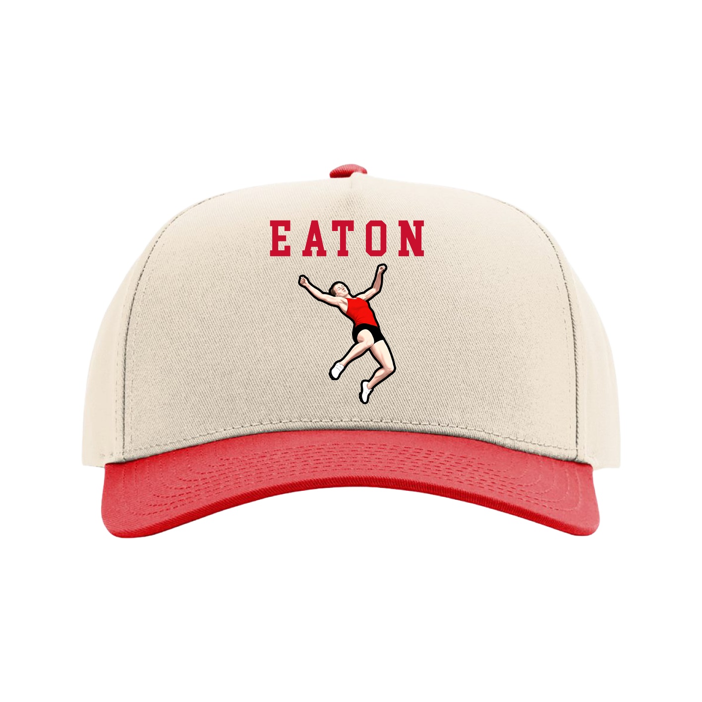 Full Fabric Five-Panel Champ Cap — Shirsey in Cream/Red