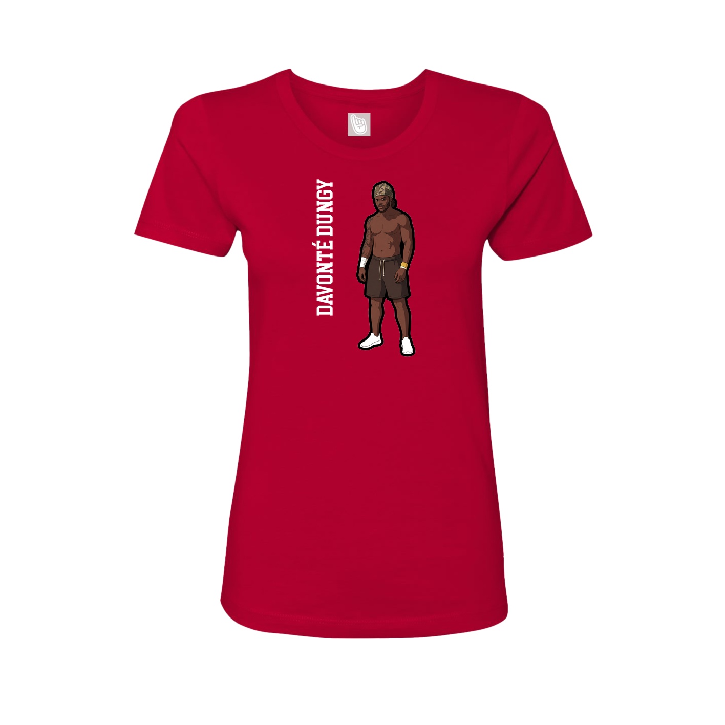 Fitted Women's Tee — Name Vertical in Red