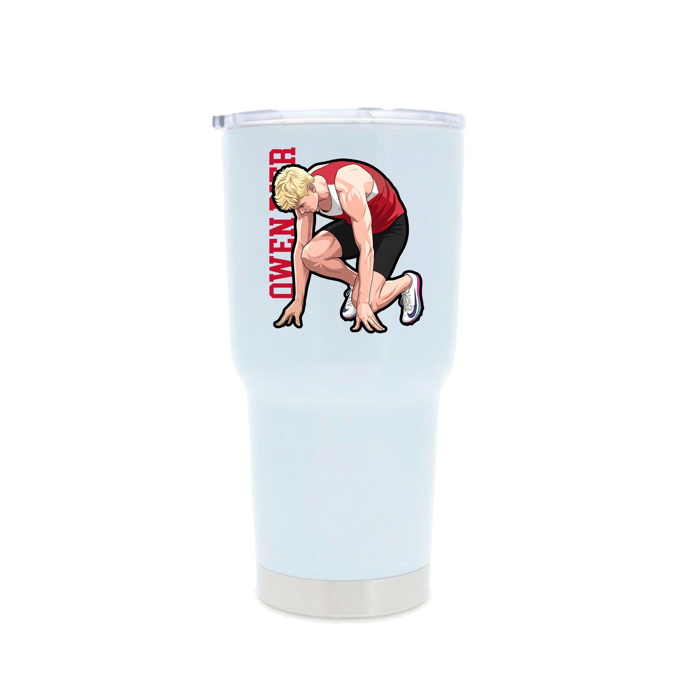 30oz Stainless Steel Tumbler — Name Vertical in White