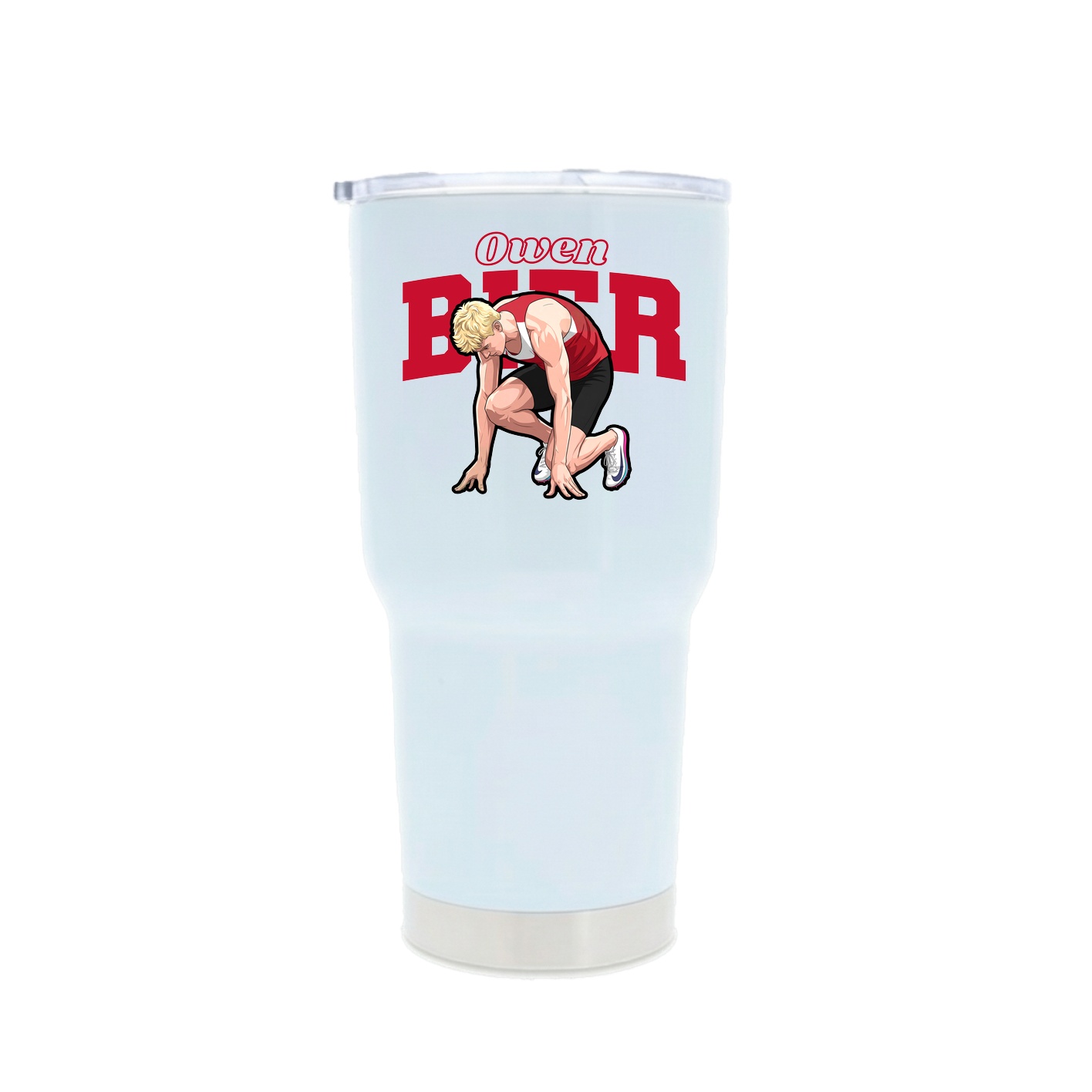 30oz Stainless Steel Tumbler — Name Arch in White