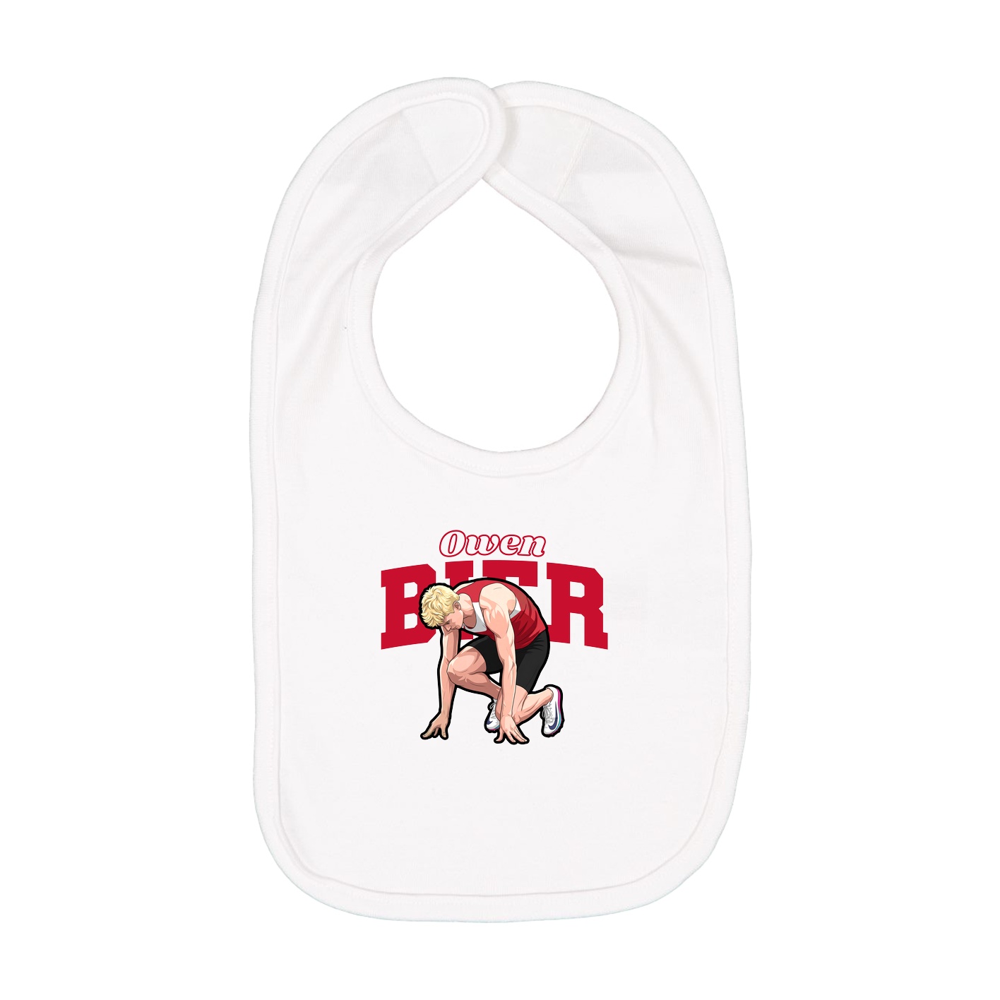 Infant Bib — Name Arch in White