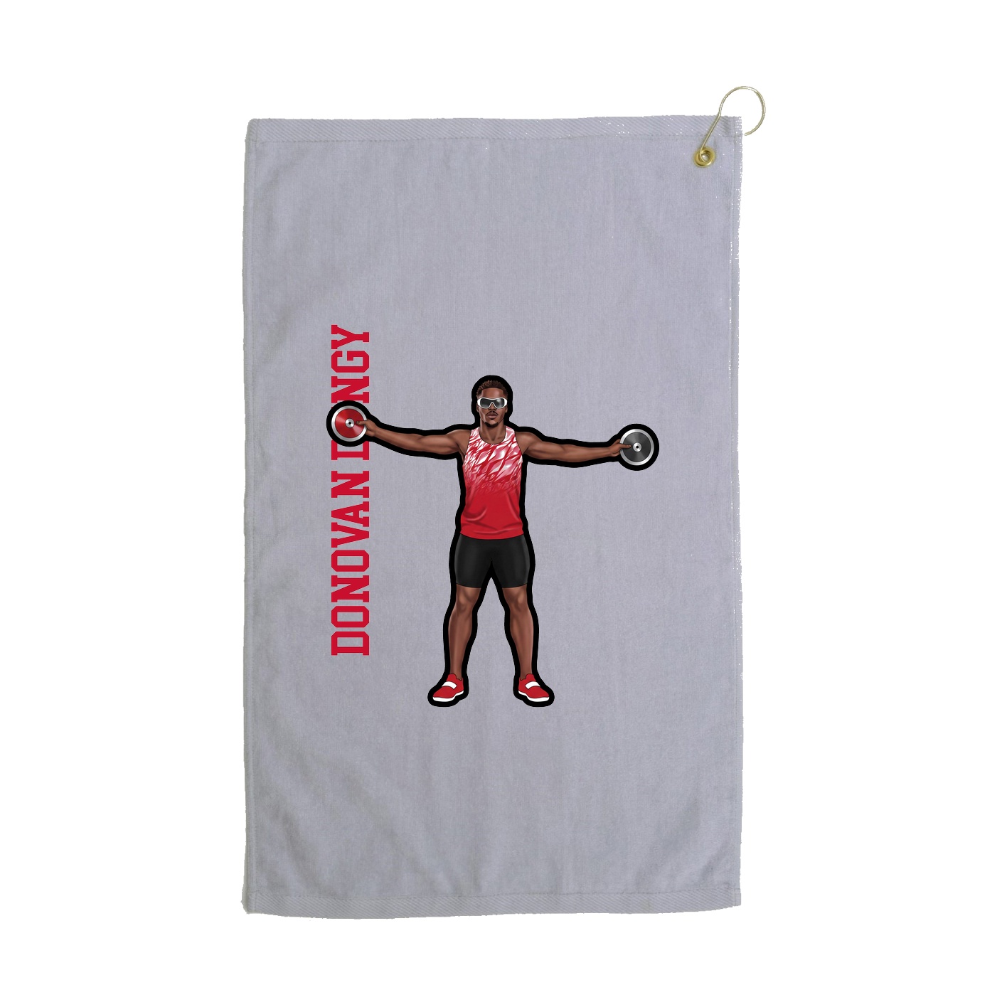 Golf Towel — Name Vertical in Grey